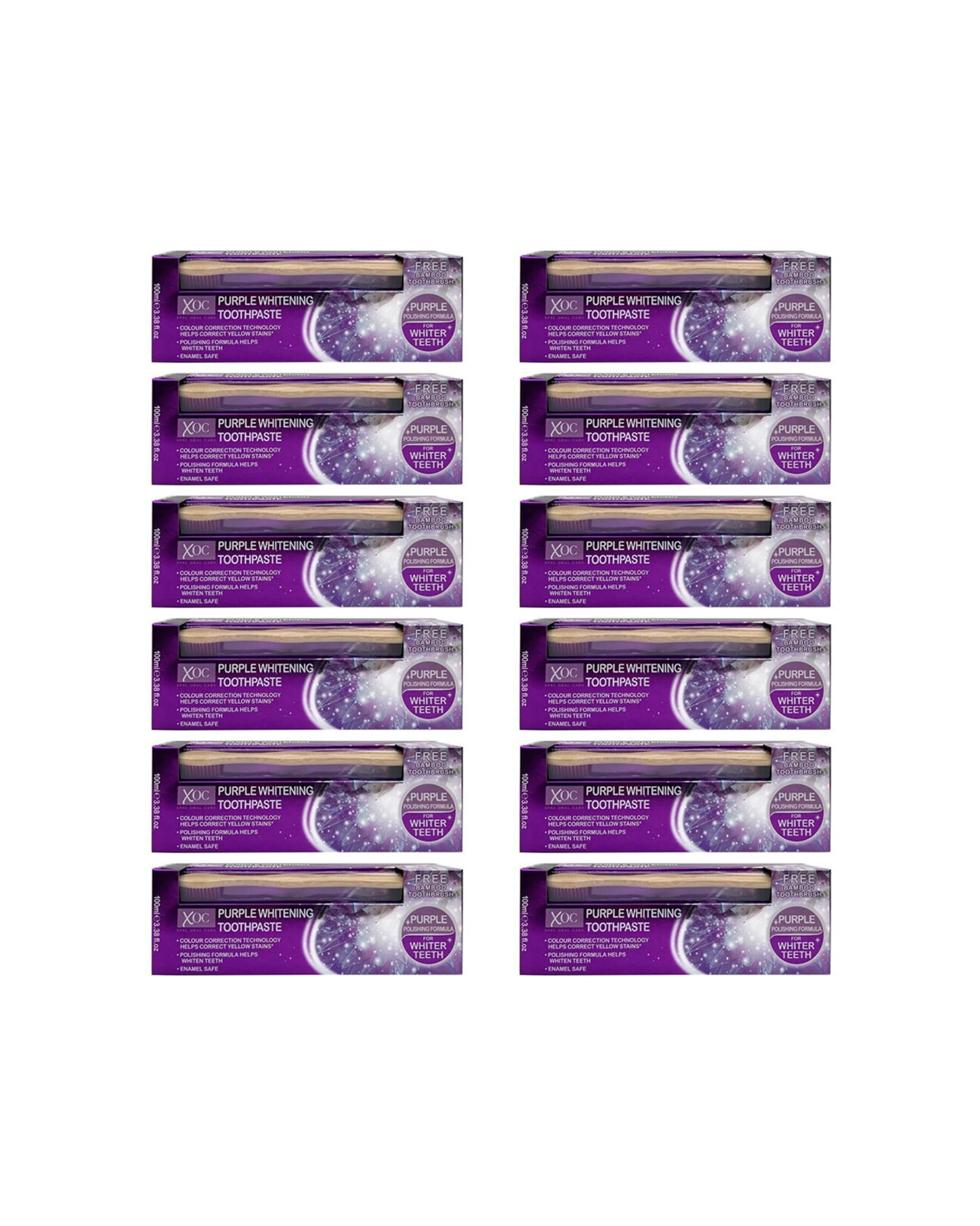1 XOC 12PK Whitening Toothpaste With Bamboo Toothbrush Set For Whiter Teeth 100ml - Multi, 1 of 2