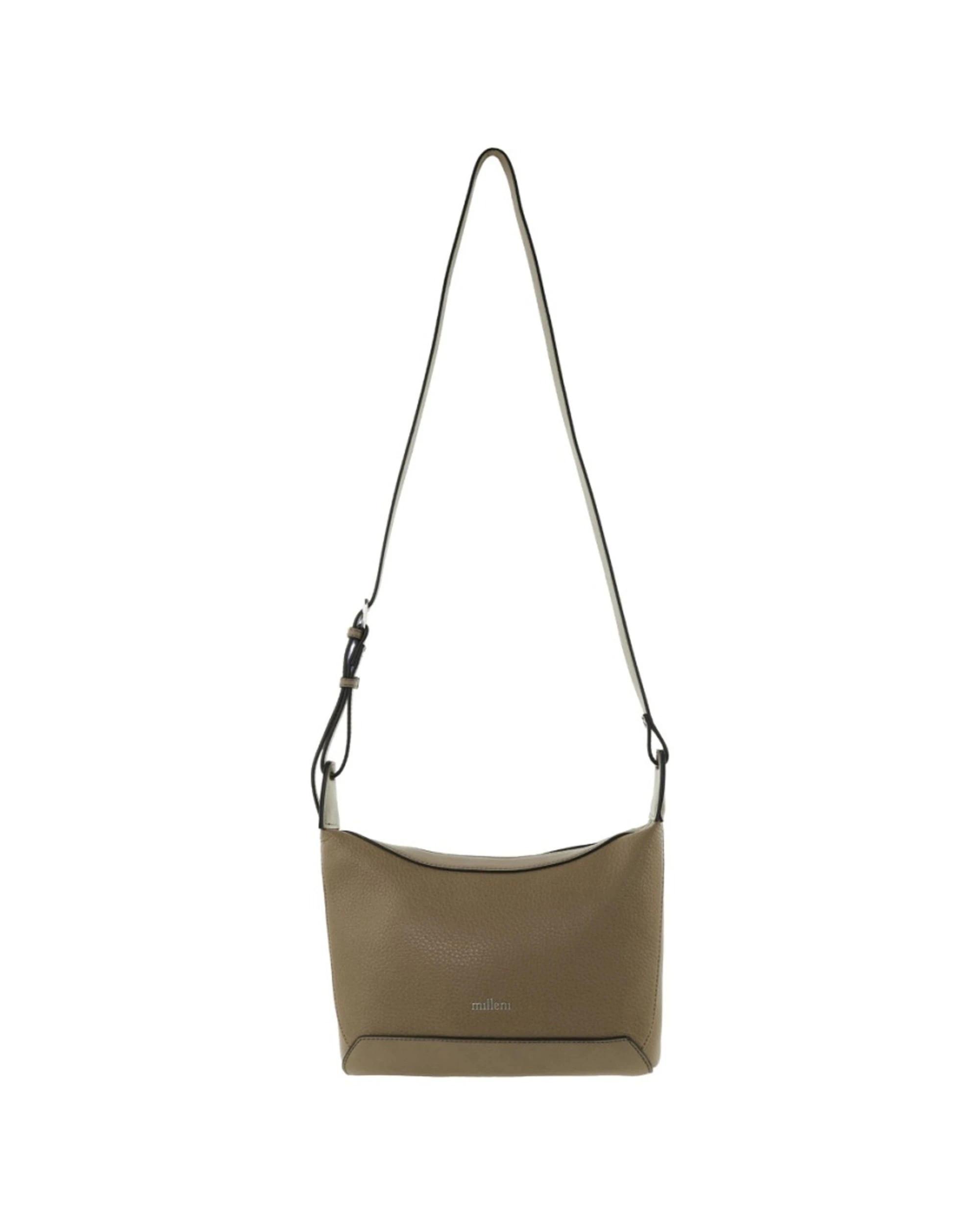 3 Milleni Vegan Leather Shoulder Bag W/ Adjustable Strap Hardware Design 27cm Compact Size - Brown, 3 of 5