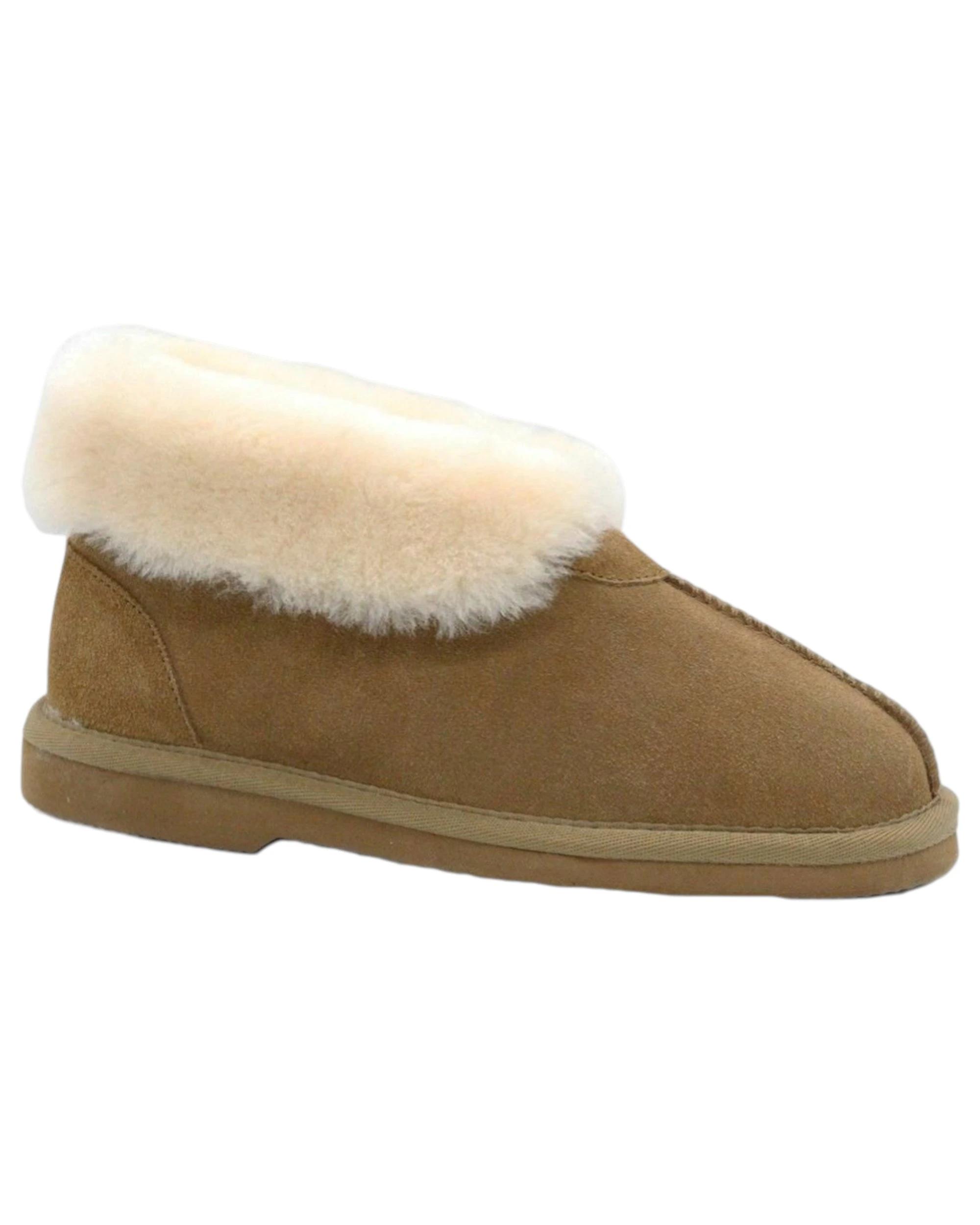 1 Grosby Womens Ugg Short Boots Suede Leather Sheepskin Princess Beige Slippers CHESTNUT, 1 of 1