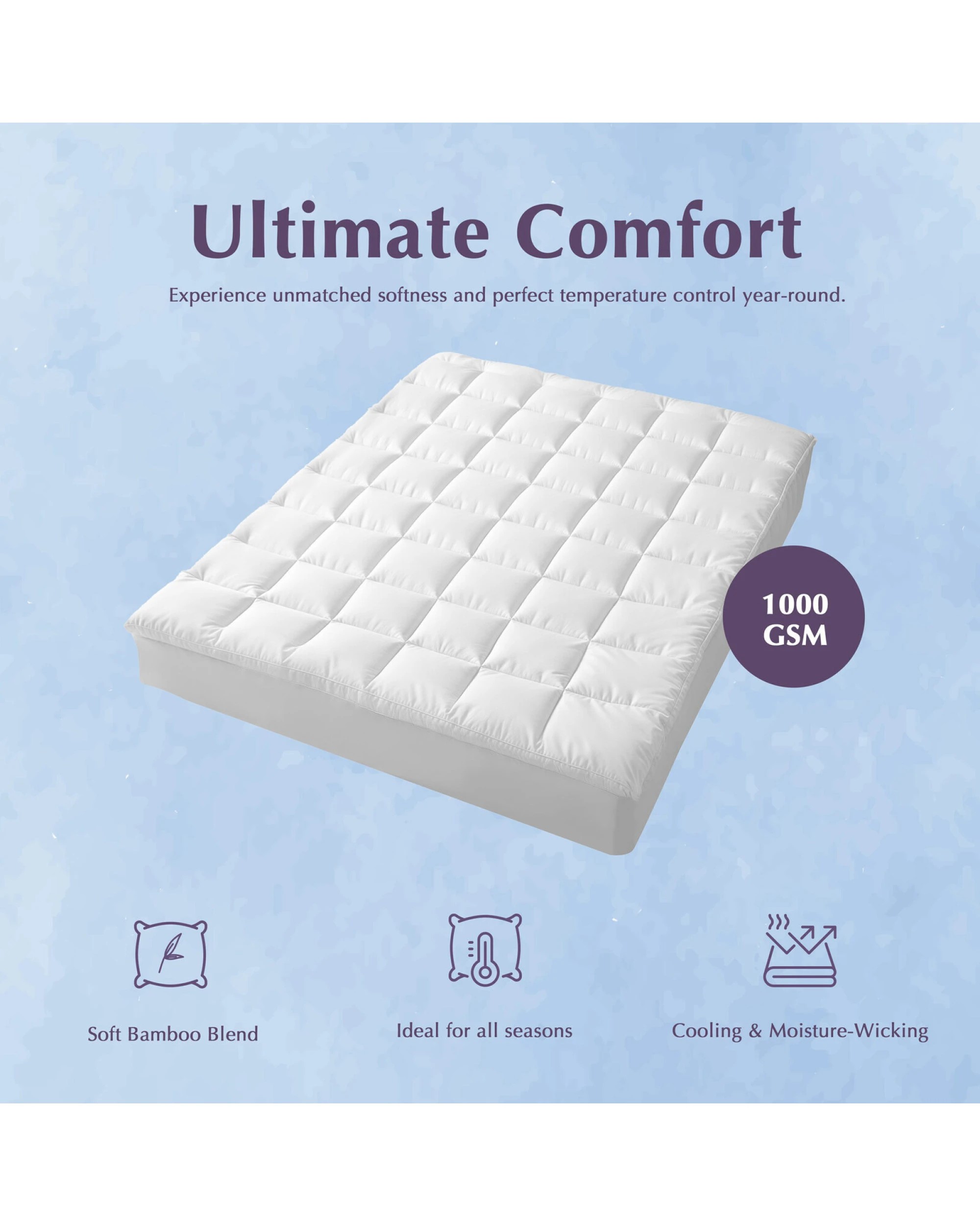 4 Hacienda Hypoallergenic, Antibacterial w/ 100% Microfiber filling Mattress Topper - KING, 4 of 9