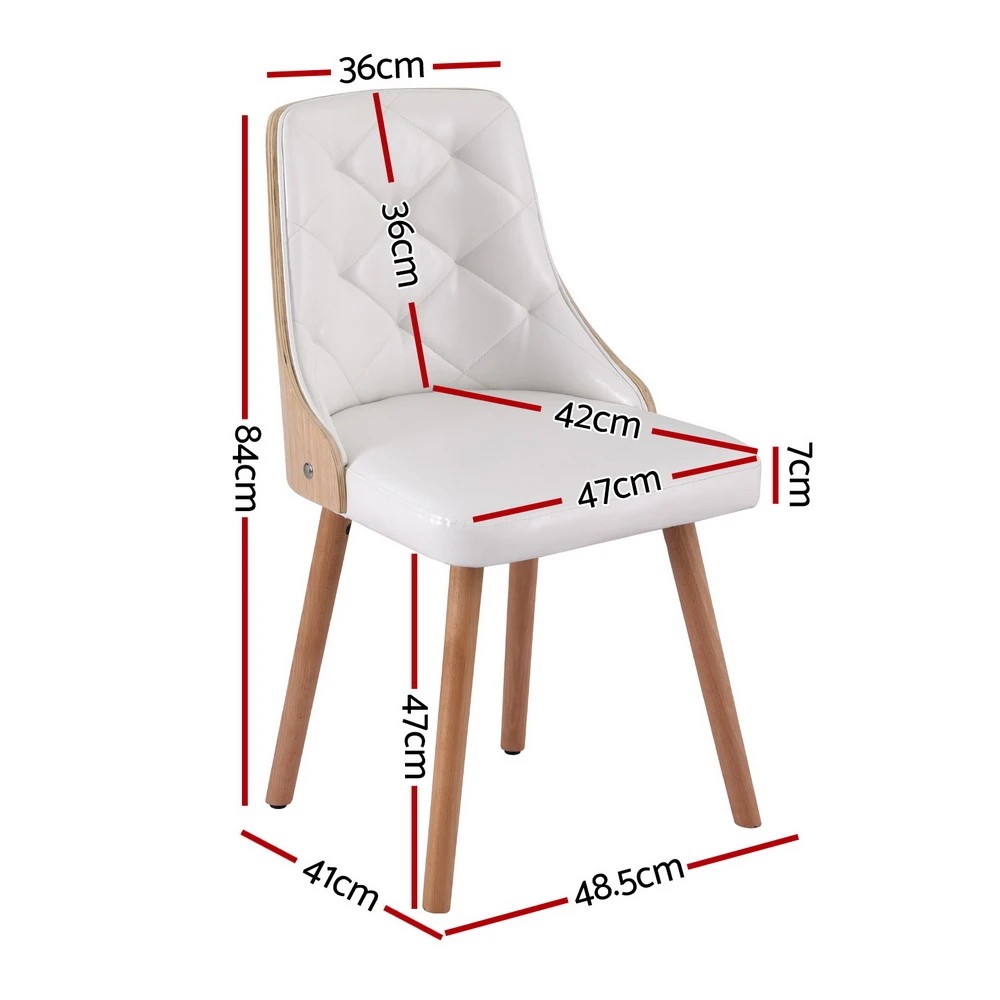 2 1 Set of 2 Artiss Dining Chairs  PU - White, 2 of 5