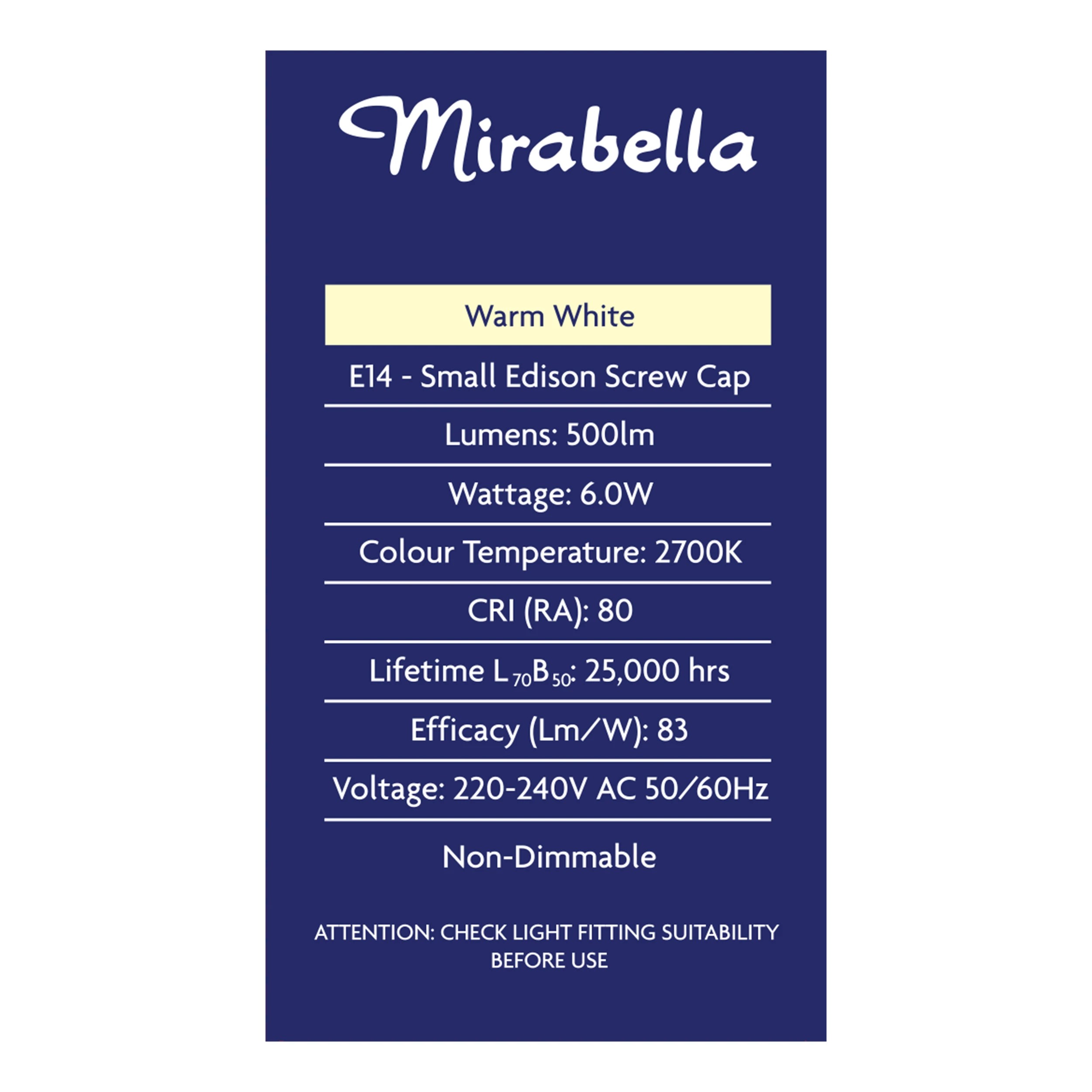 4 Mirabella LED SES 6W 2700K Warm White R50 Reflector Everyday Globe, 4 of 6