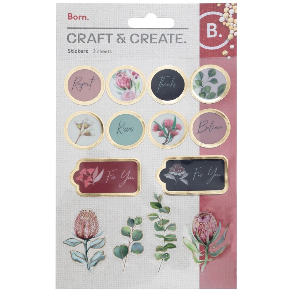 1 Born Stickers Native Flora Sheets 2 Pack, 1 of 2