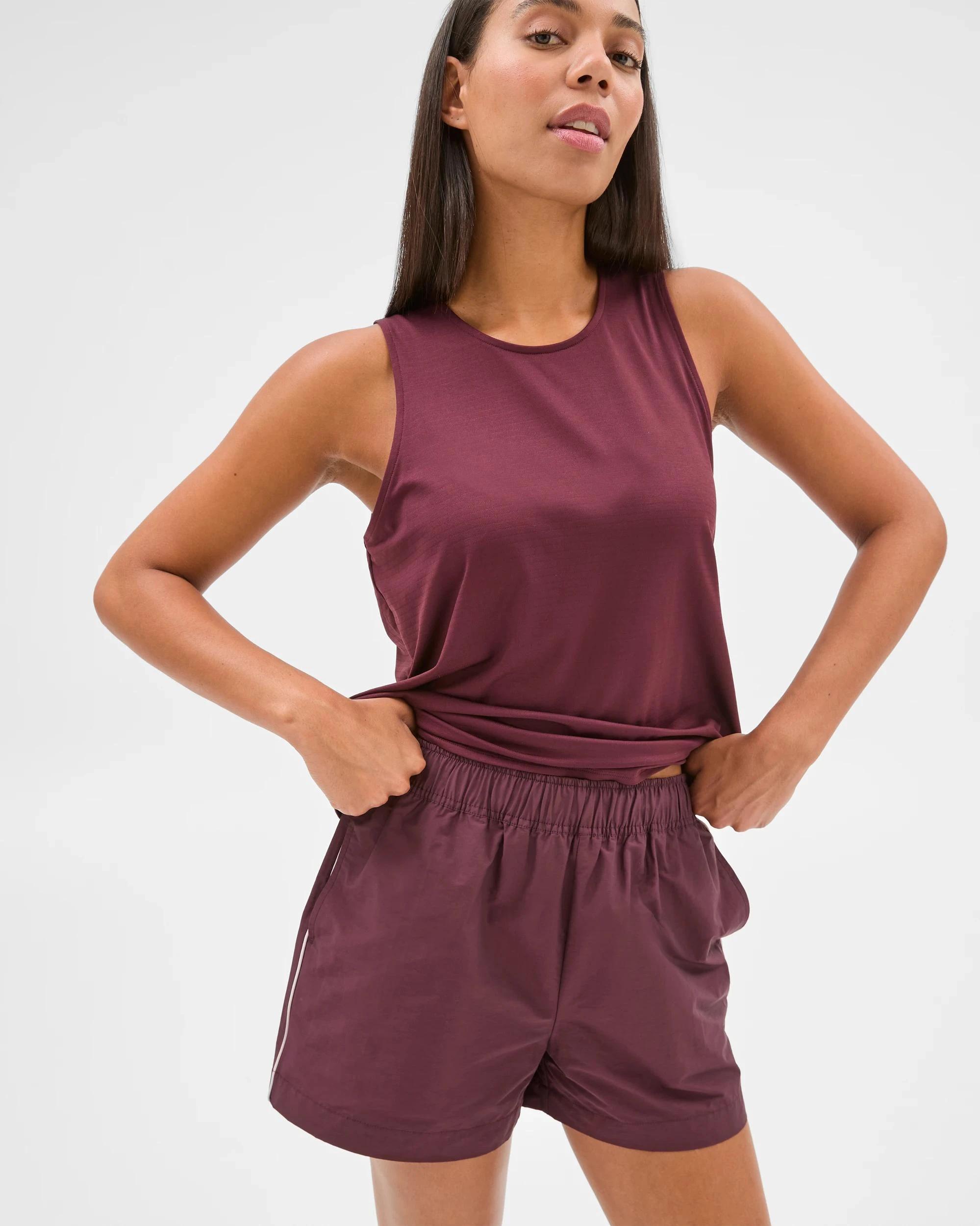 4 Target Active Australian Cotton Blend Woven Shorts WINE/PIPING, 4 of 7