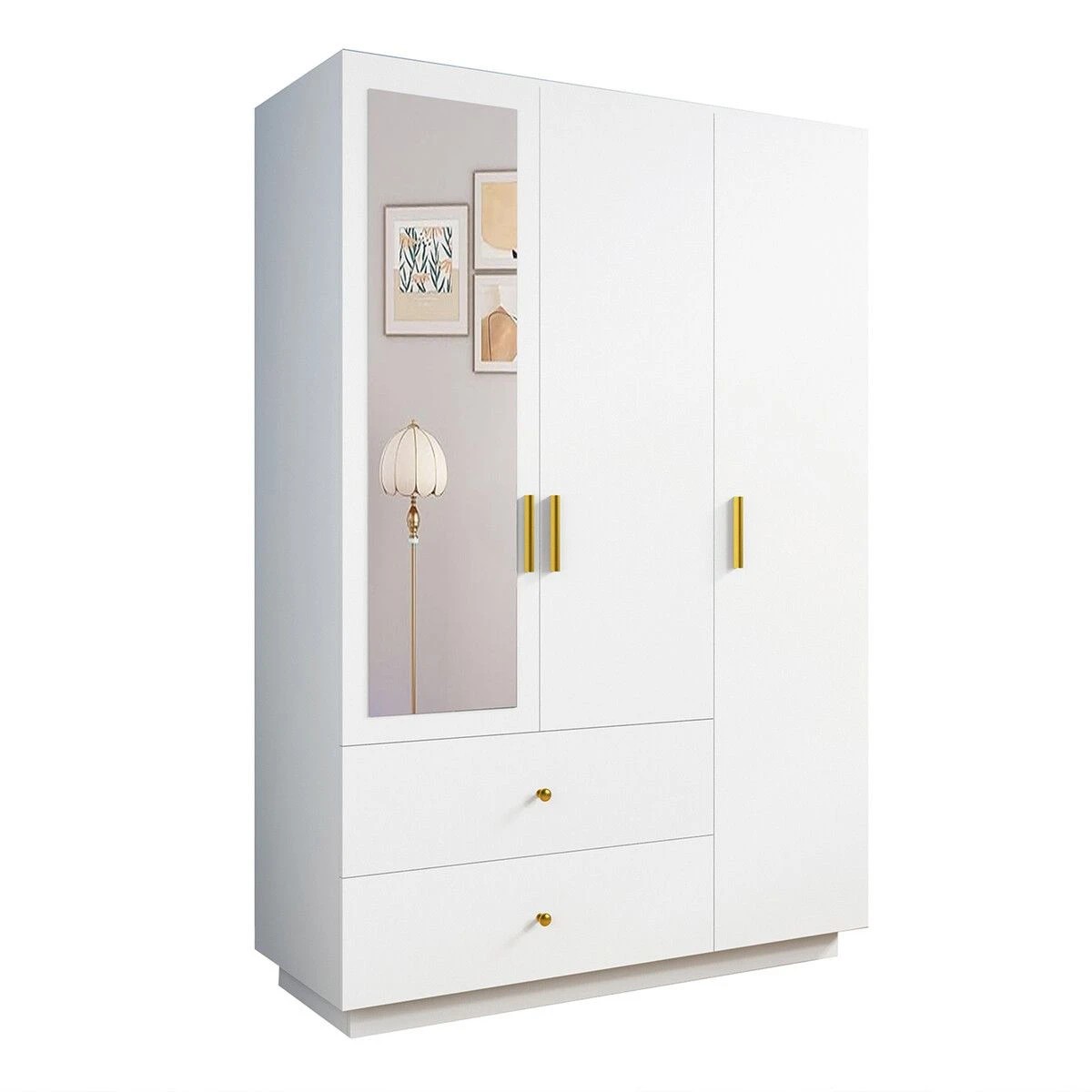 8 LUXSUITE Mirrored Wardrobe Cabinet Dresser LED, 8 of 8