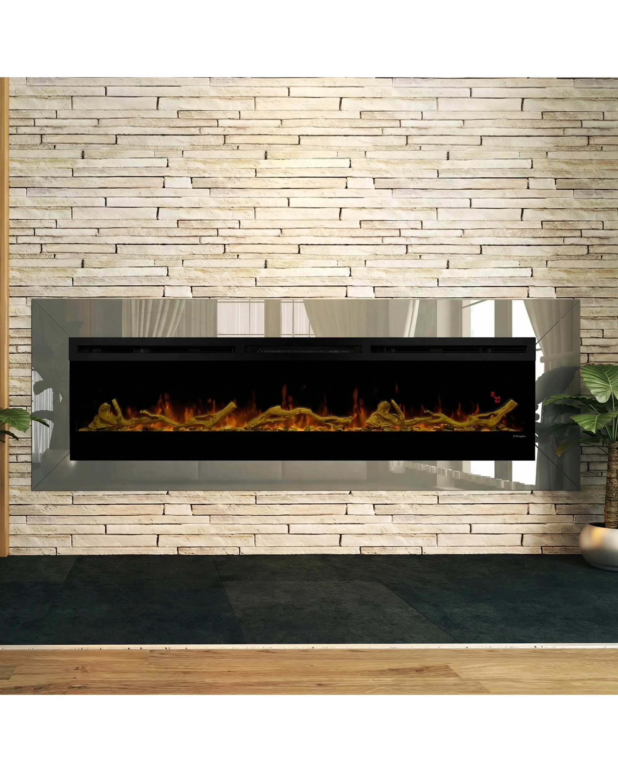 7 Dimplex 74-inch Linear Fireplace Driftwood and River Rock Accessory Package - Black, 7 of 8