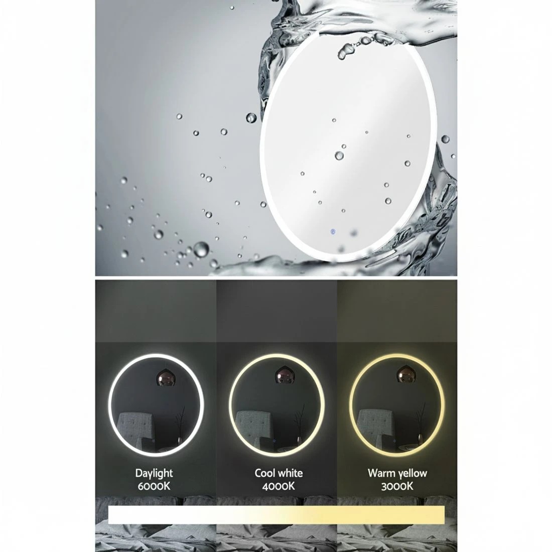 4 Embellir Wall Mirror 90cm with Led light Makeup Home Decor Bathroom Round Vanity - Multi, 4 of 6