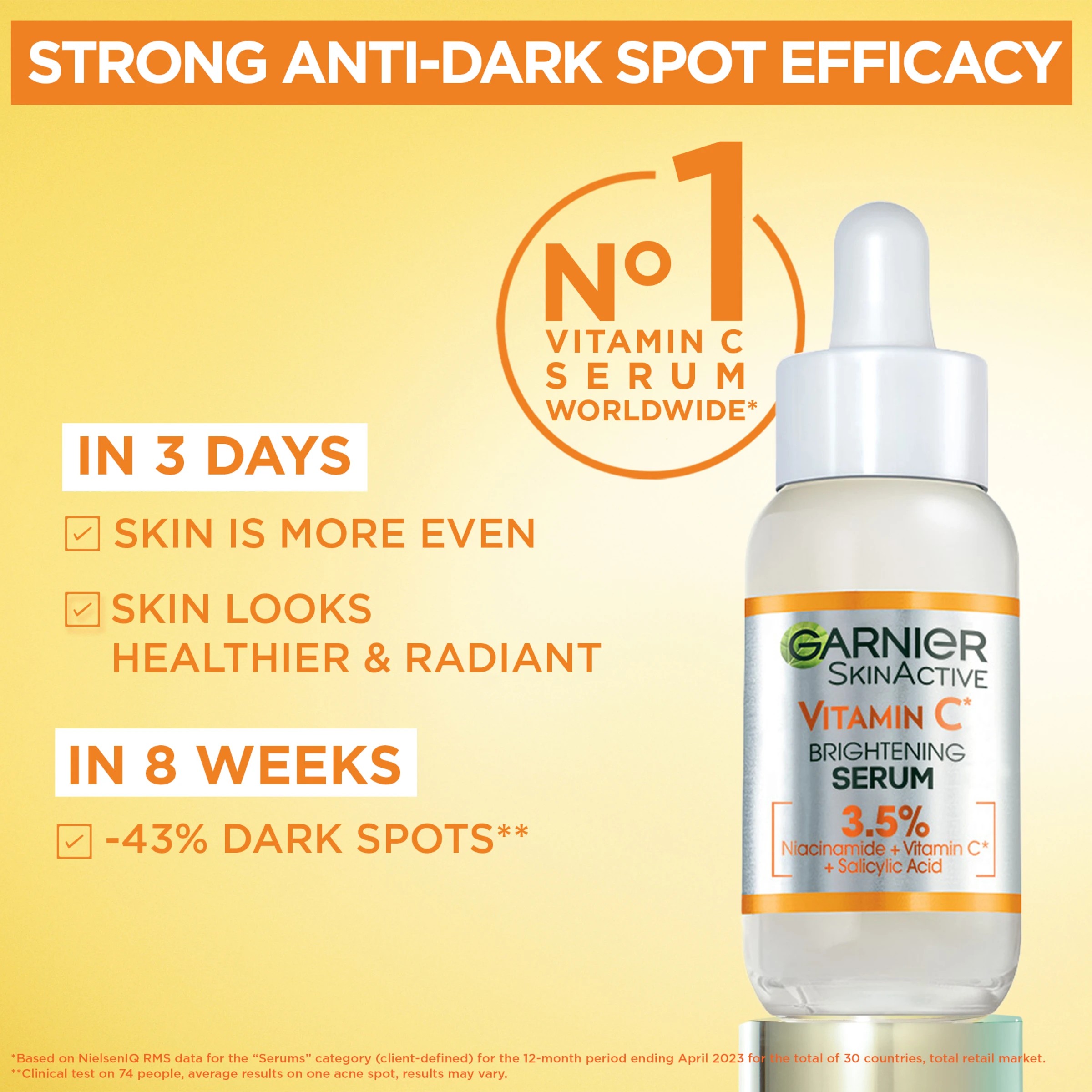 3 New Garnier SkinActive Brightening Serum 30ml - 3.5% Vitamin C, Niacinamide & Salicylic Acid, 3 of 9