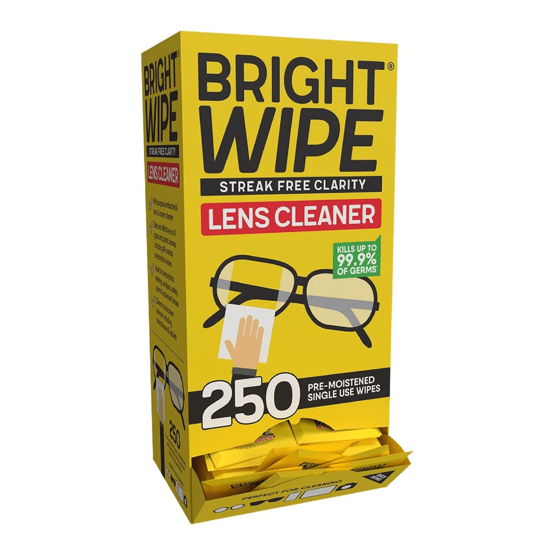 2 Brightwipe Lens Cleaner Wipes 250 Pack, 2 of 3