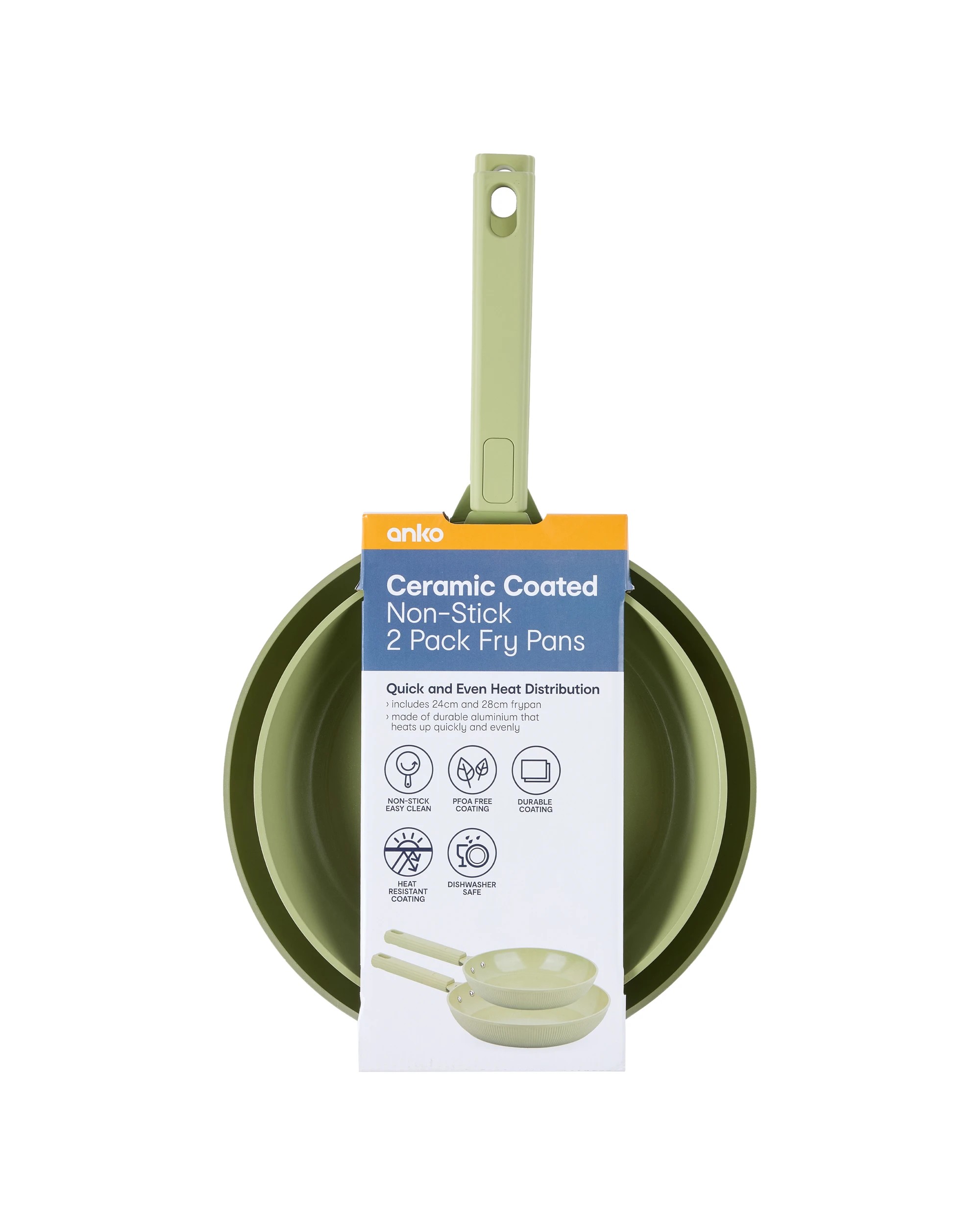 7 2 Pack Ceramic Coated Non Stick Fry Pans - Green, 7 of 7