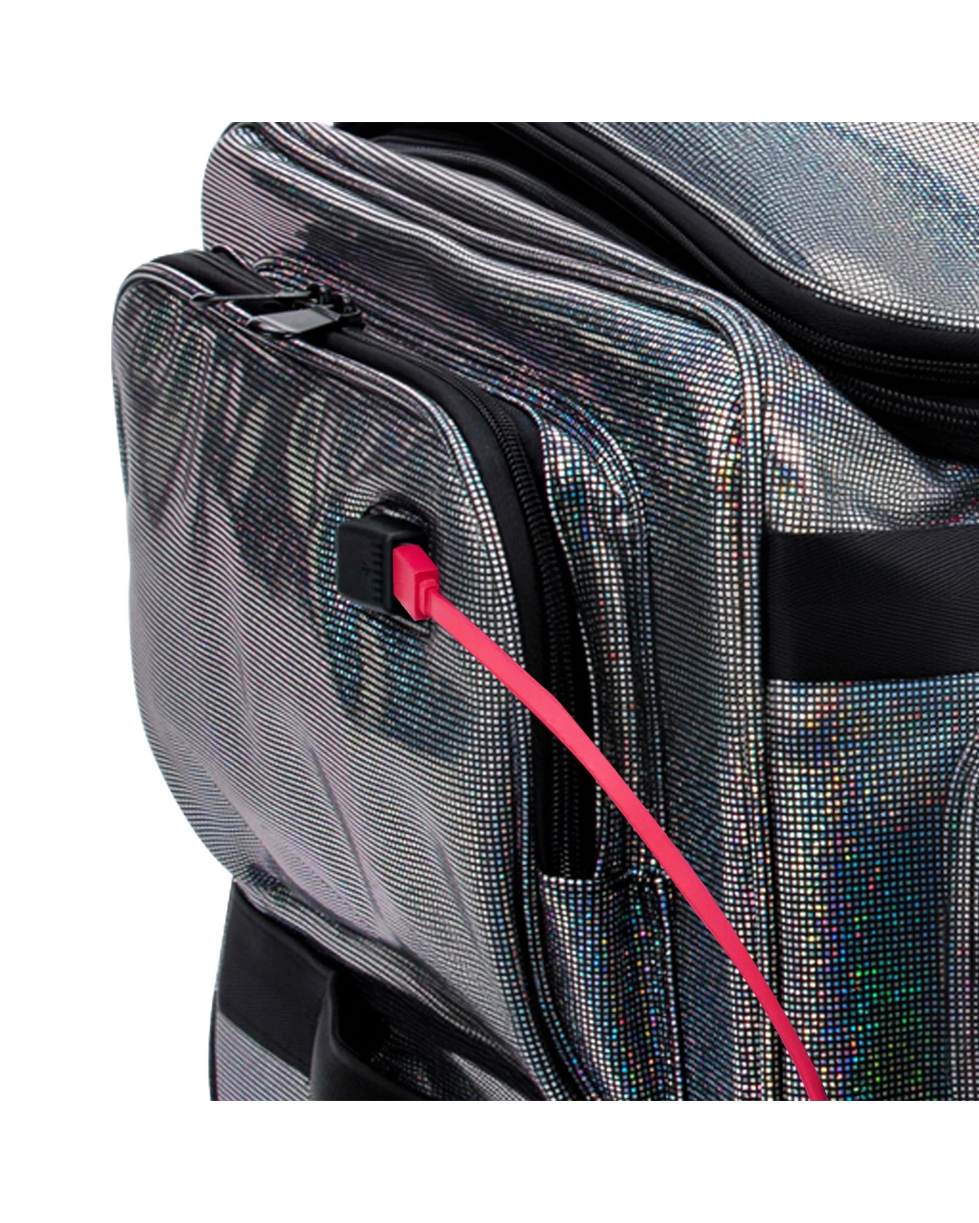 6 Advwin 28" Rolling Dance Bag with Instant Changing Design Glitter - Black, 6 of 8