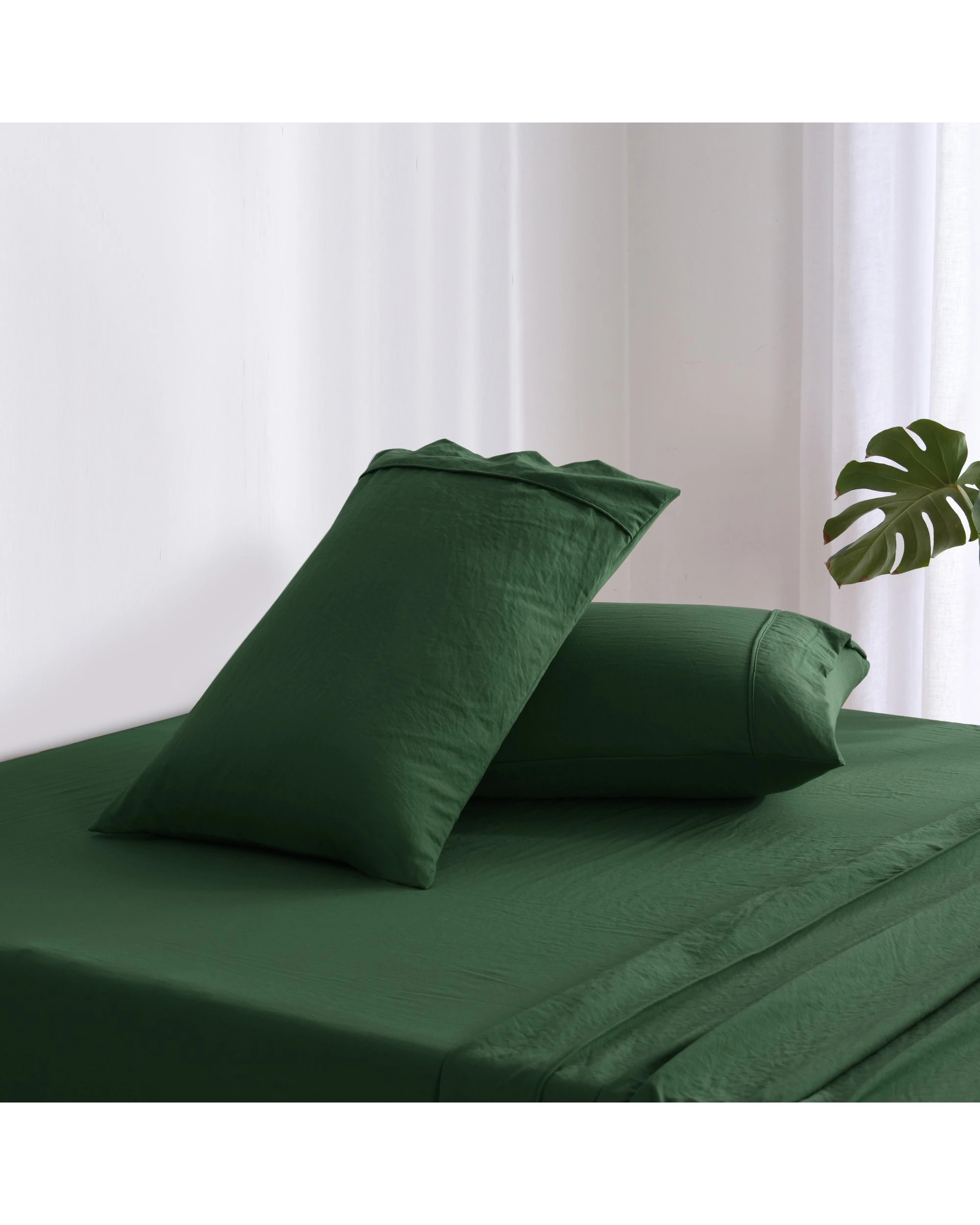 2 Dreamaker Superfine Washed Microfibre Standard Pillowcase Twin Pack - Hunter Green, 2 of 6