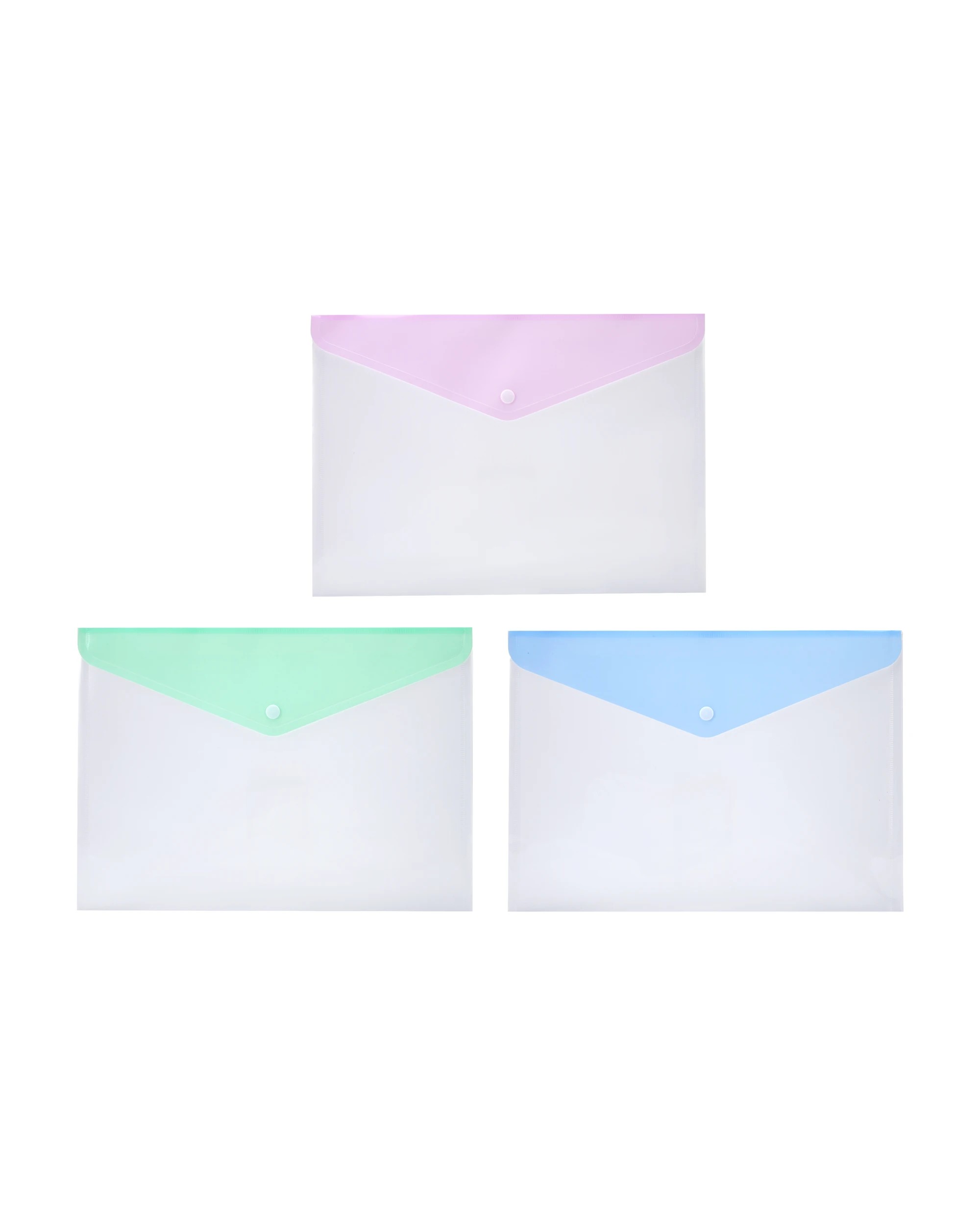 5 3 Pack A4 Button Document Wallet - Colour, 5 of 7