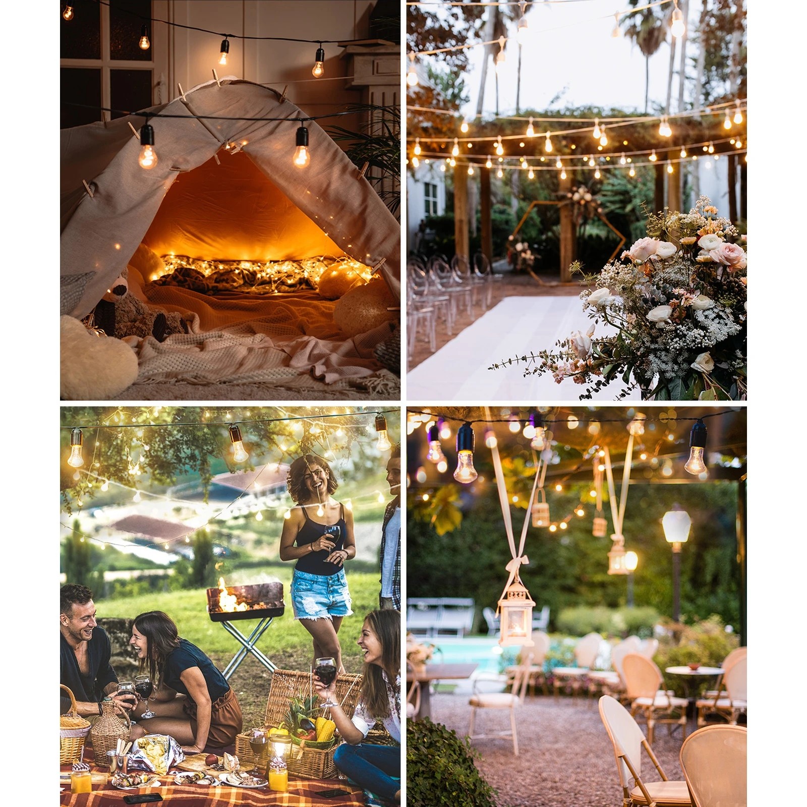 4 Mazam 60M LED Outdoor Festoon String Lights - Black, 4 of 10