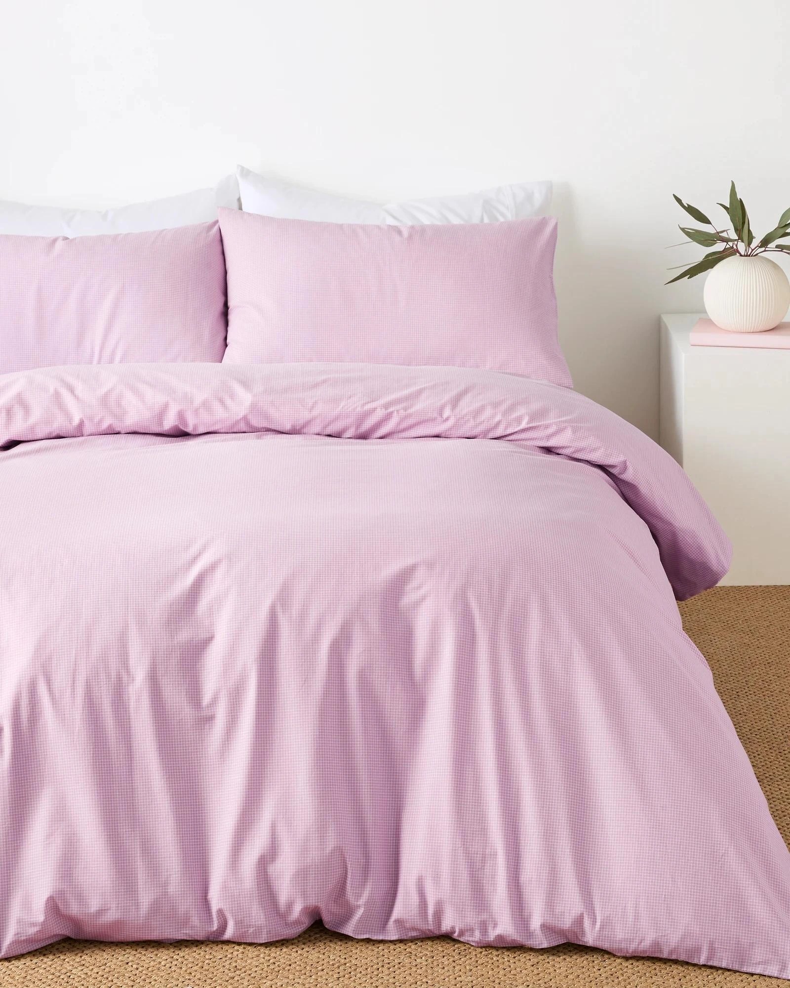 1 Target Harlow Mini Grid Cotton Quilt Cover Set - King Bed - Purple, 1 of 3