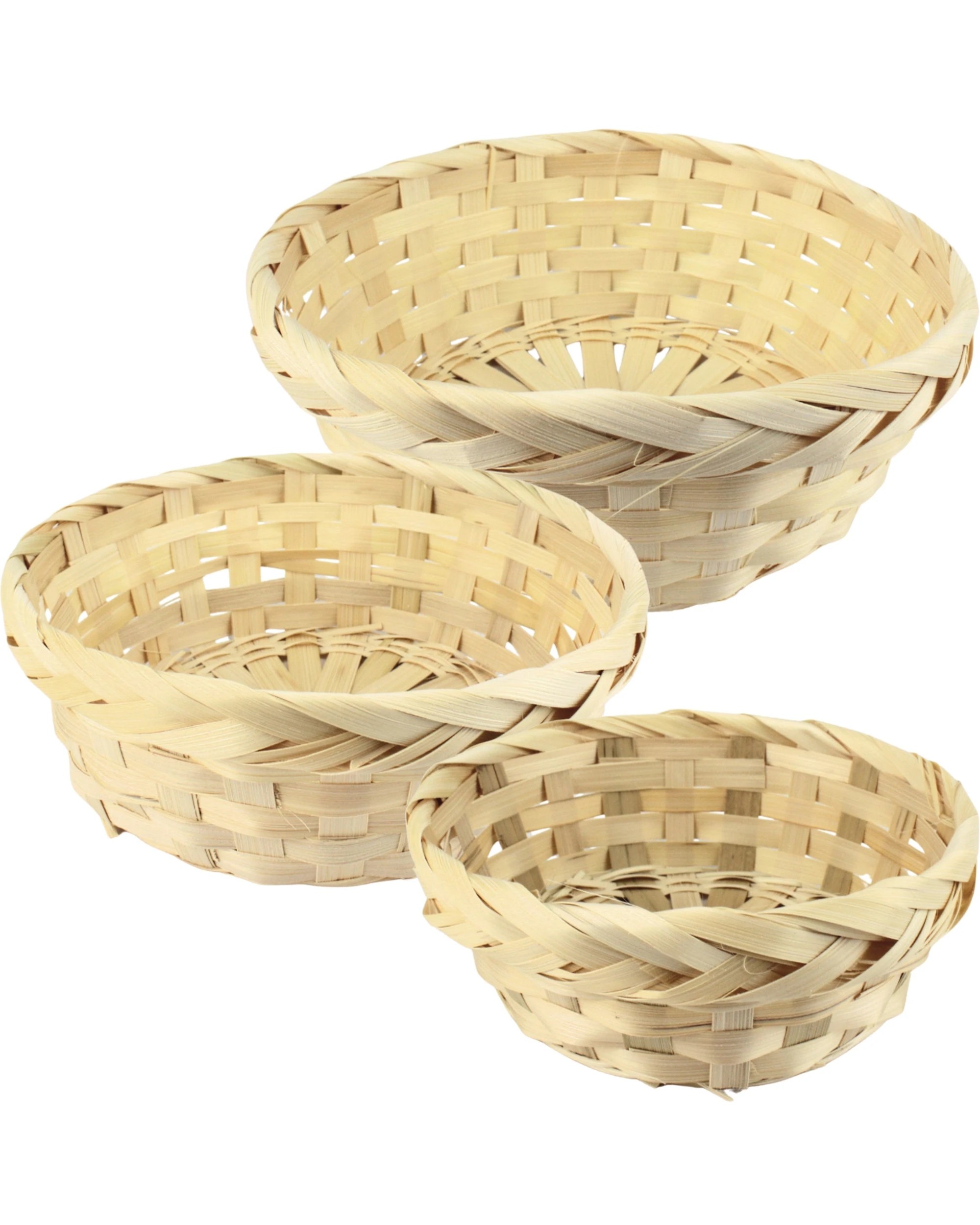 1 Party Maker Bamboo Round Woven Gift Baskets Pack of 3 - Natural, 1 of 3