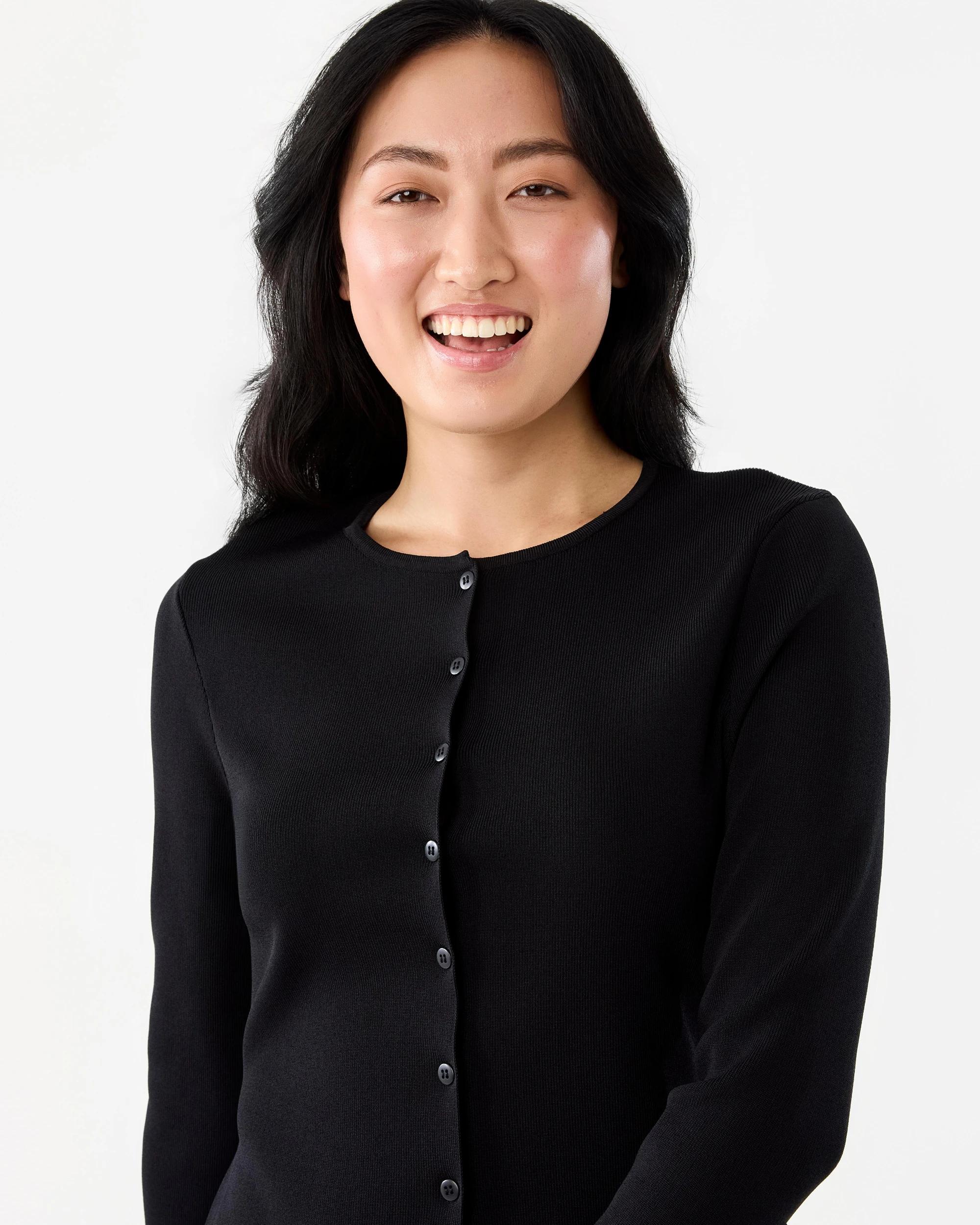 4 Long Sleeve Cinched Top Black, 4 of 7