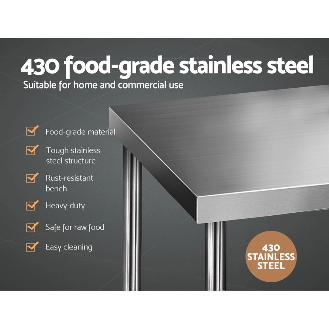 1 Cefito 1829x760mm Stainless Steel Kitchen Bench - Silver, 1 of 5