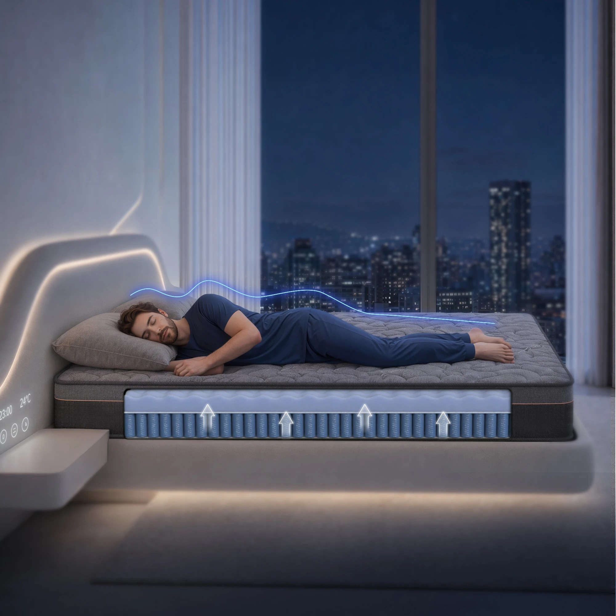 6 Levitex Queen Mattress Hybrid Pocket Spring with 4cm Egg Crate Foam for Deep Sleep - Queen Bed - Grey, 6 of 10