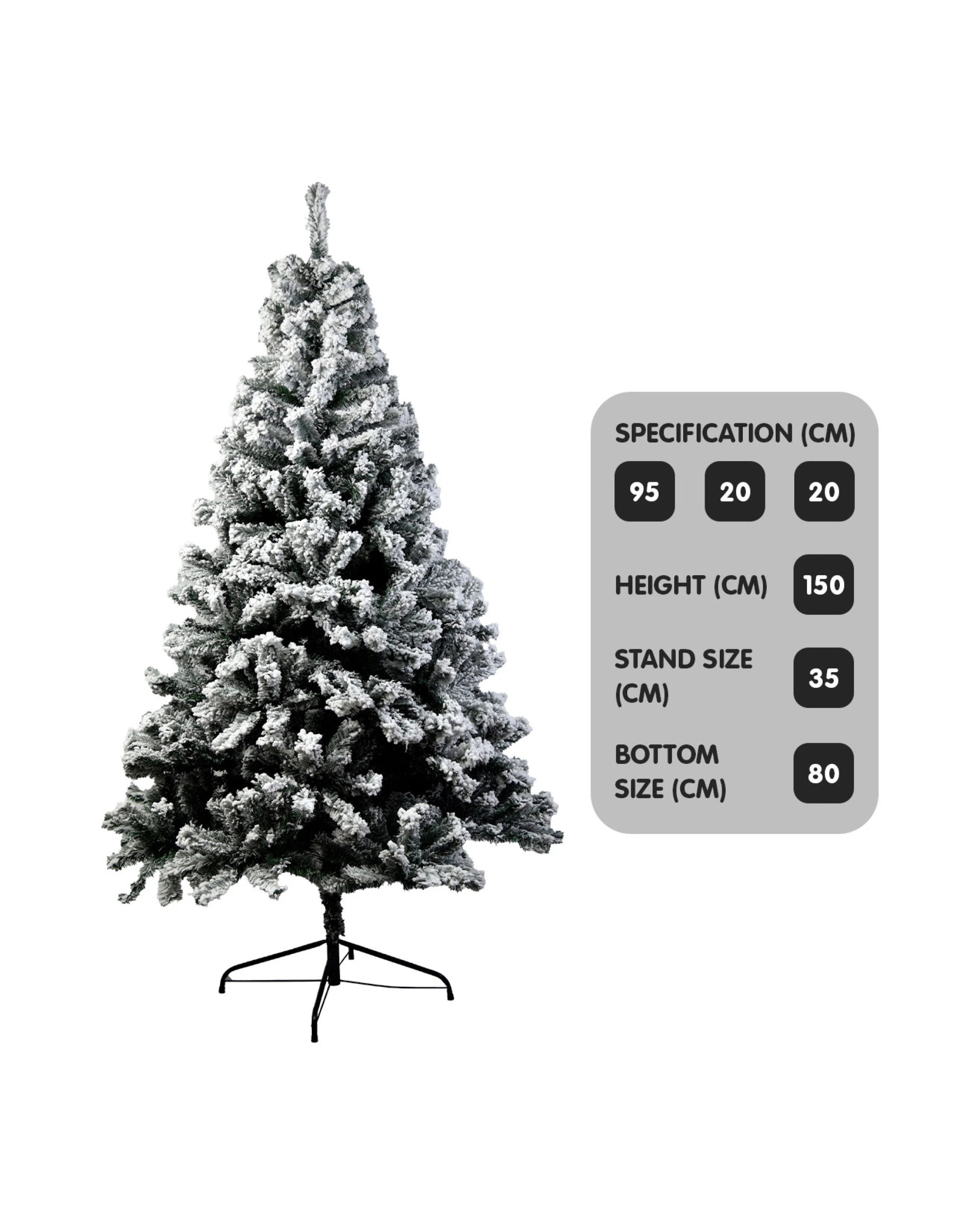 4 Christabelle Snow-Tipped Snowflocked Artificial Christmas Tree 1.5m - 550 Tips, 4 of 6