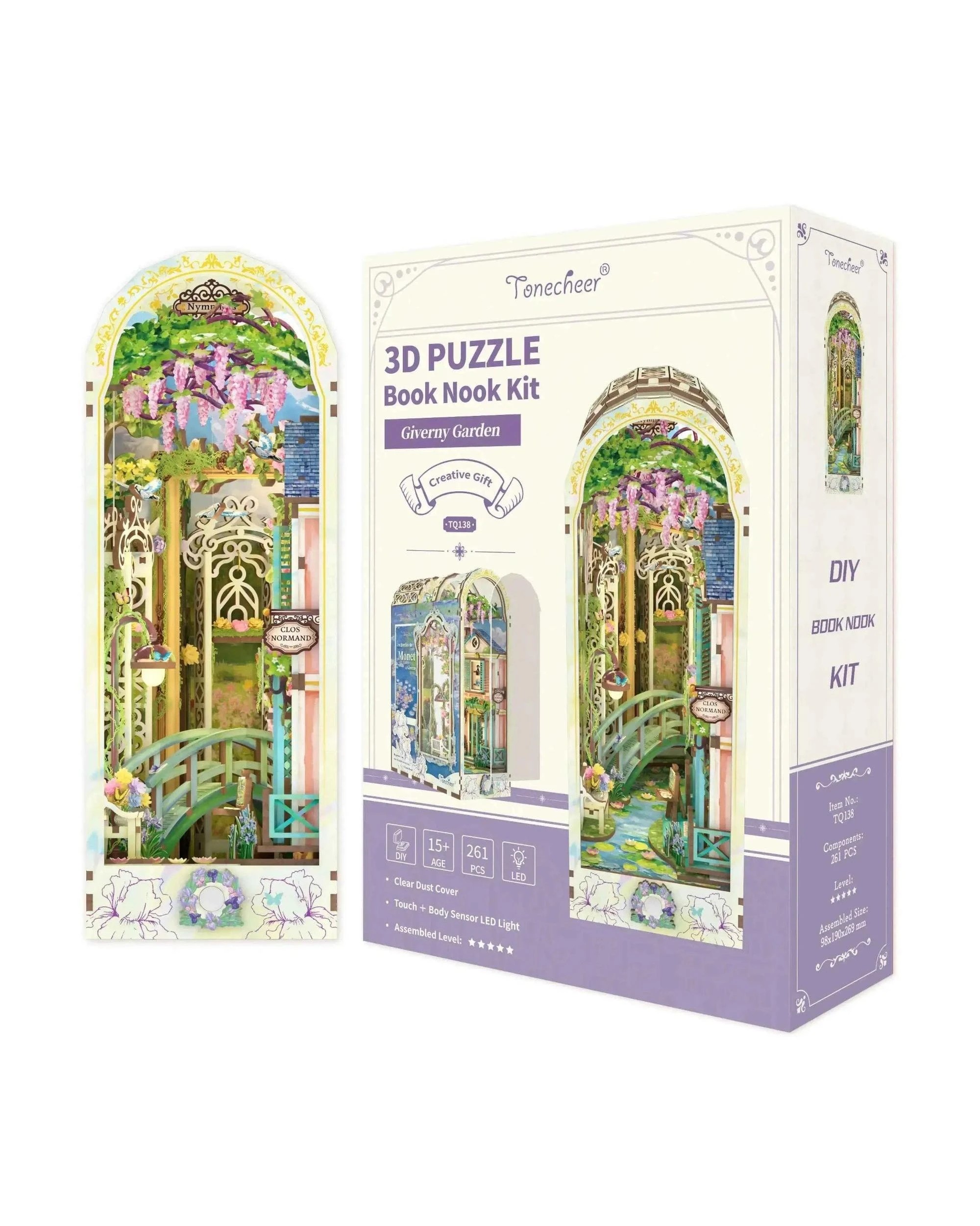 1 Tonecheer 3D Wooden Puzzle DIY Book Nook Kit - Giverny Garden, 1 of 6