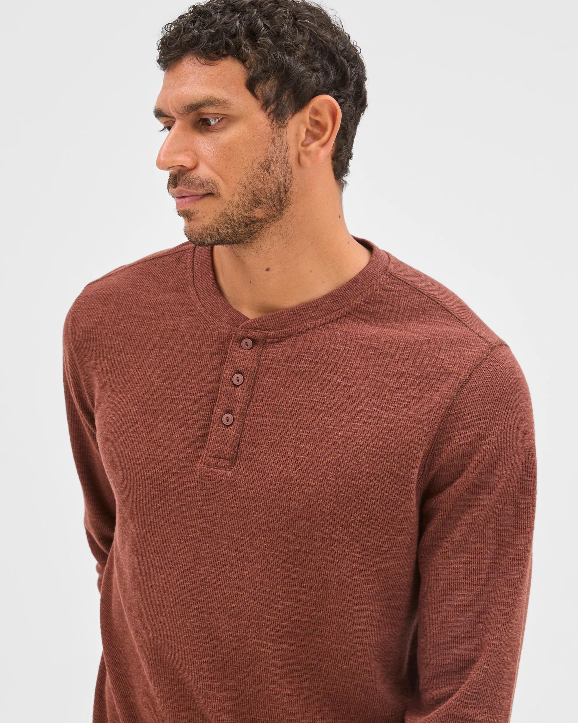 4 Target Australian Cotton Waffle Henley T-Shirt OXBLOOD MARLE, 4 of 6