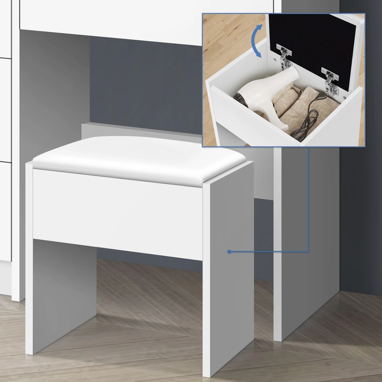 5 Alfordson Dressing Table Stool Set Makeup Vanity Desk LED 10 Bulbs - White, 5 of 10