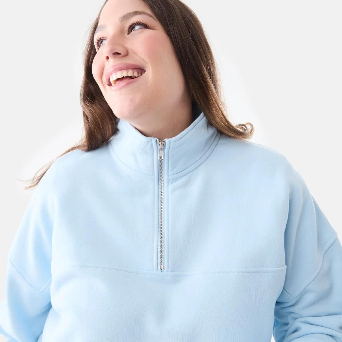 4 Curve Long Sleeve Seam Front Zip Sweatshirt Blu Skyway, 4 of 5