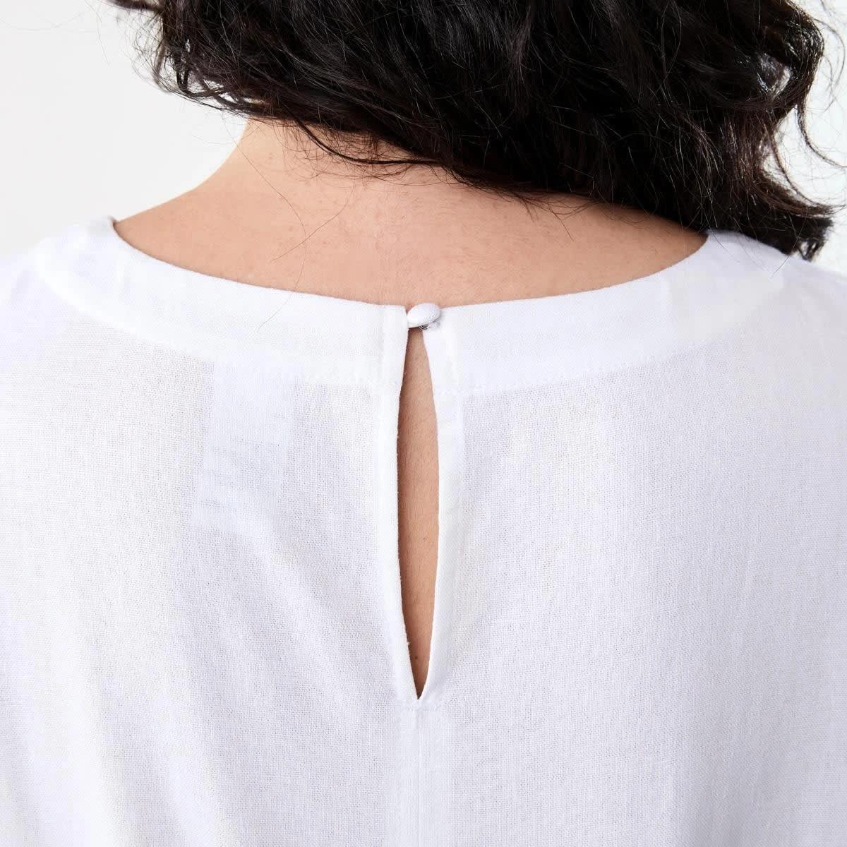 7 Long Sleeve Linen Blend Top WHITE, 7 of 7