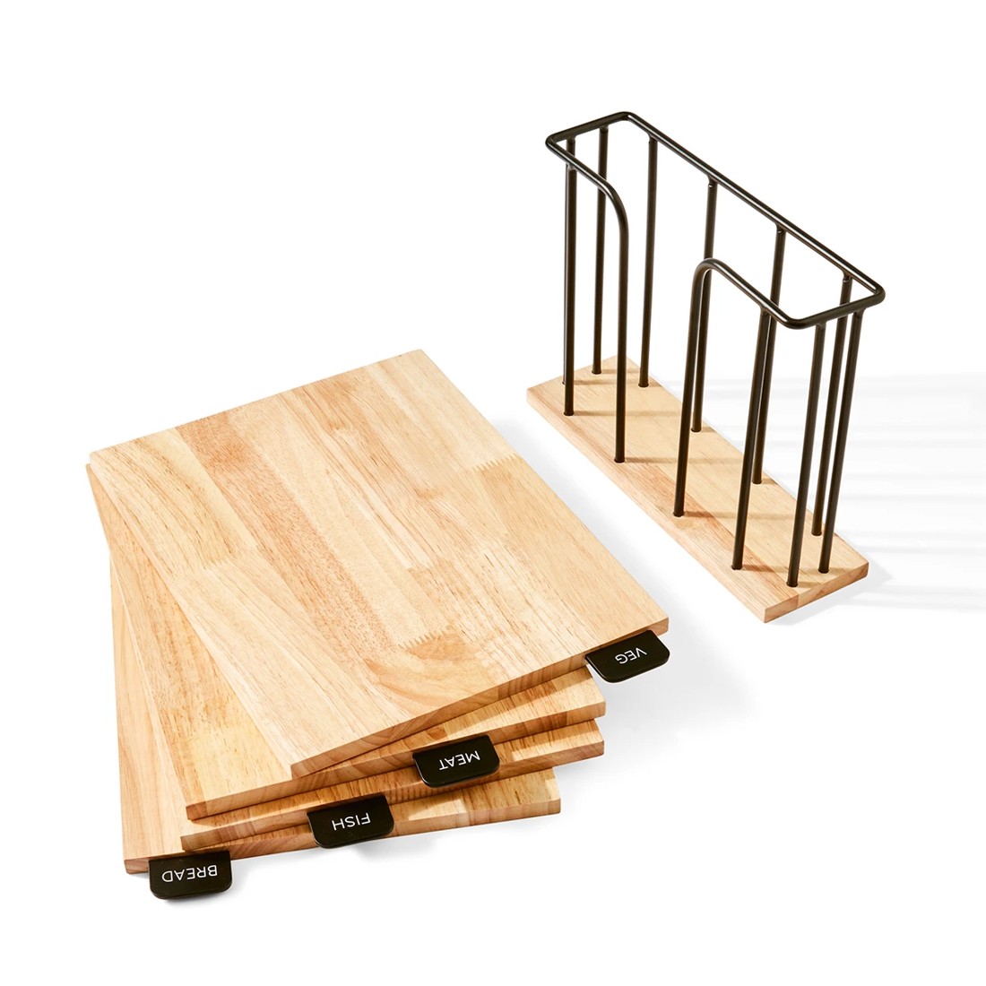 7 Set of 4 Wood Cutting Boards with Stand, 7 of 10