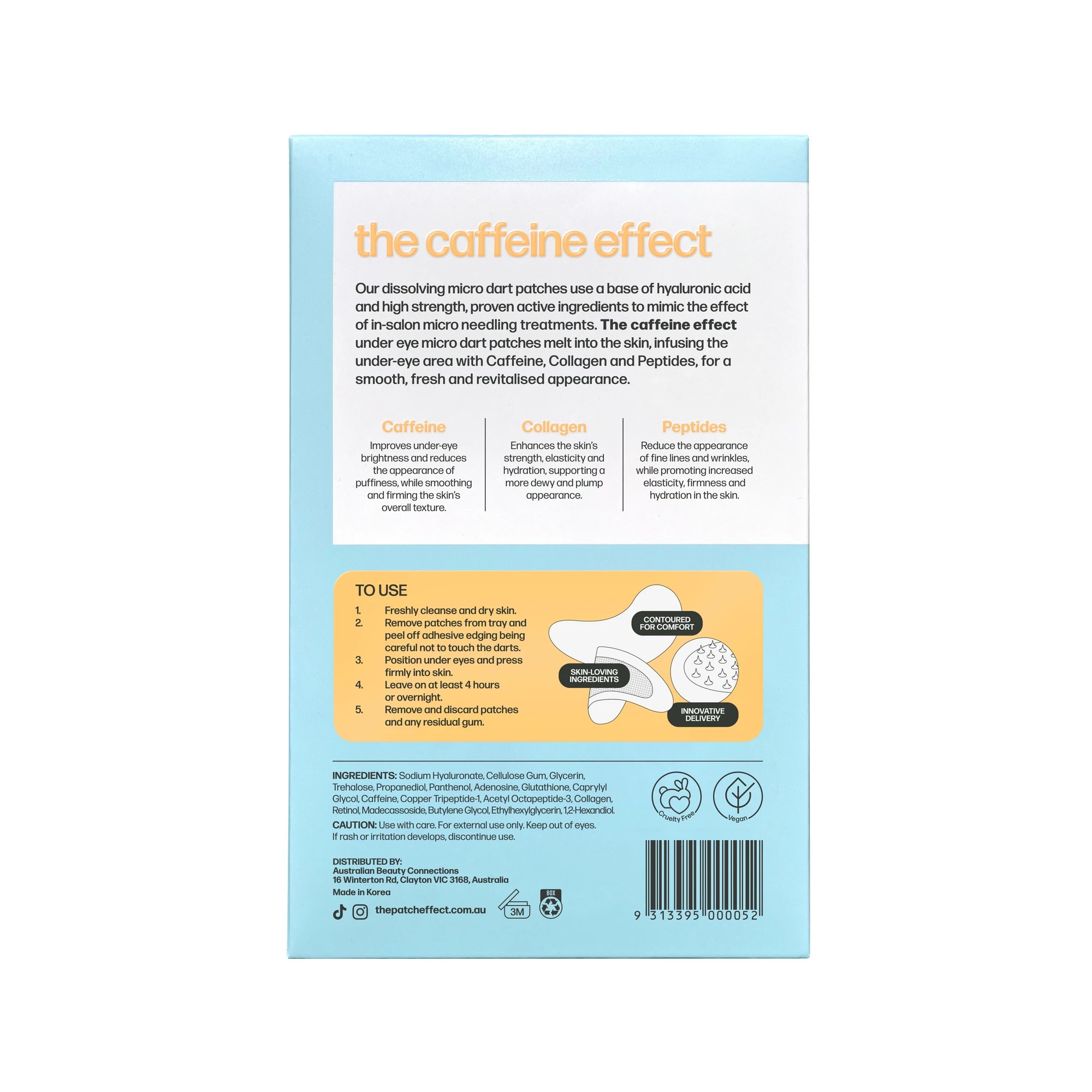 3 The Patch Effect The Caffeine Effect Dissolving Micro Dart Patches - Caffeine, Peptide Complex and Hyaluronic Acid, 3 of 3