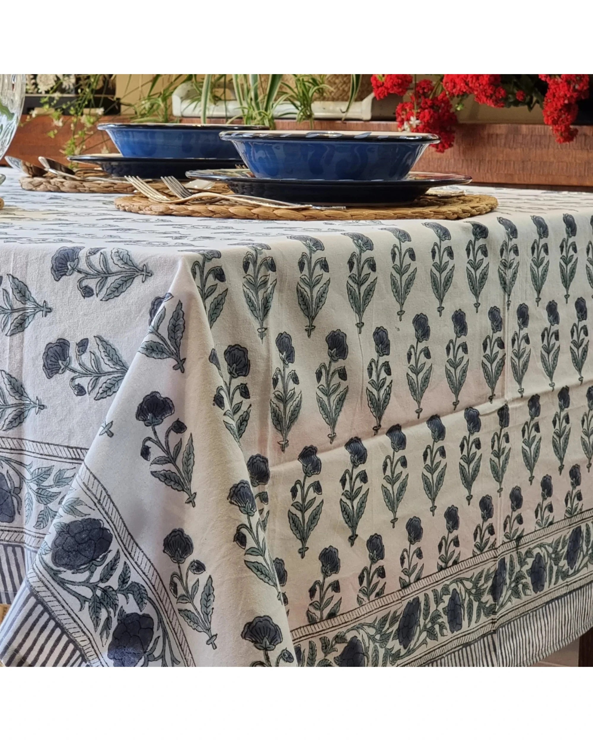2 Kolka Rectangle Square Tablecloth Table Cover Flower Pattern Dining Table Cloth - Grey, 2 of 8