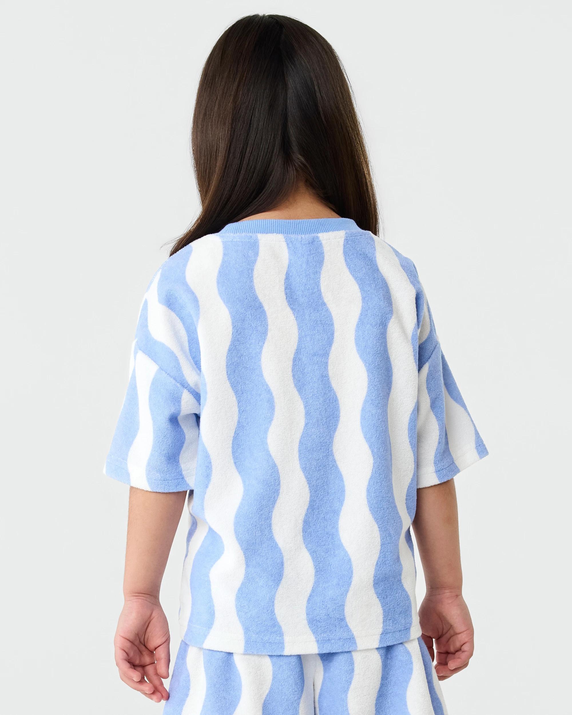 2 Oversized Terry T-shirt Blu Stripe, 2 of 7