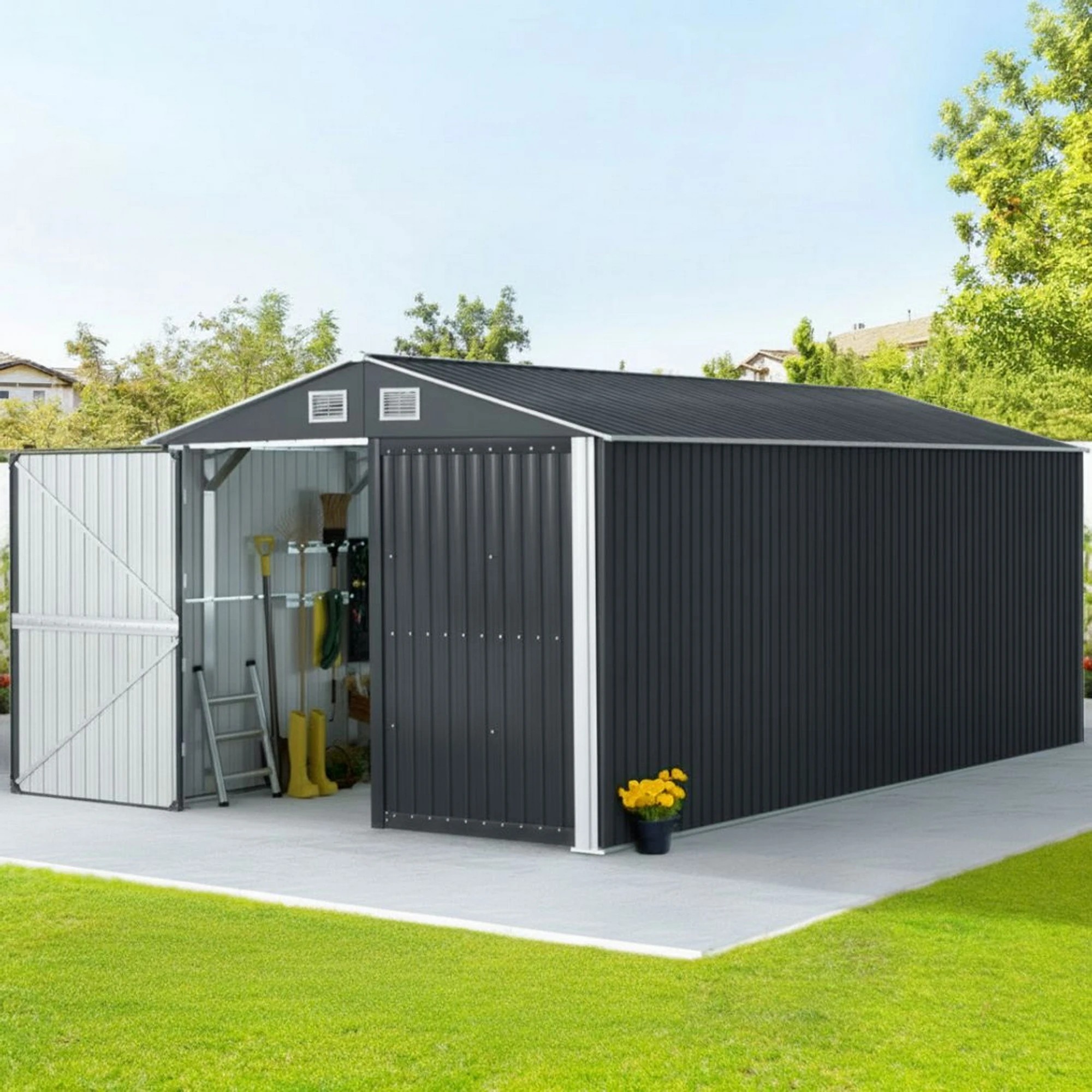 5 Giantz Garden Shed Sheds Outdoor Storage Tool Workshop House Shelter - Grey, 5 of 7