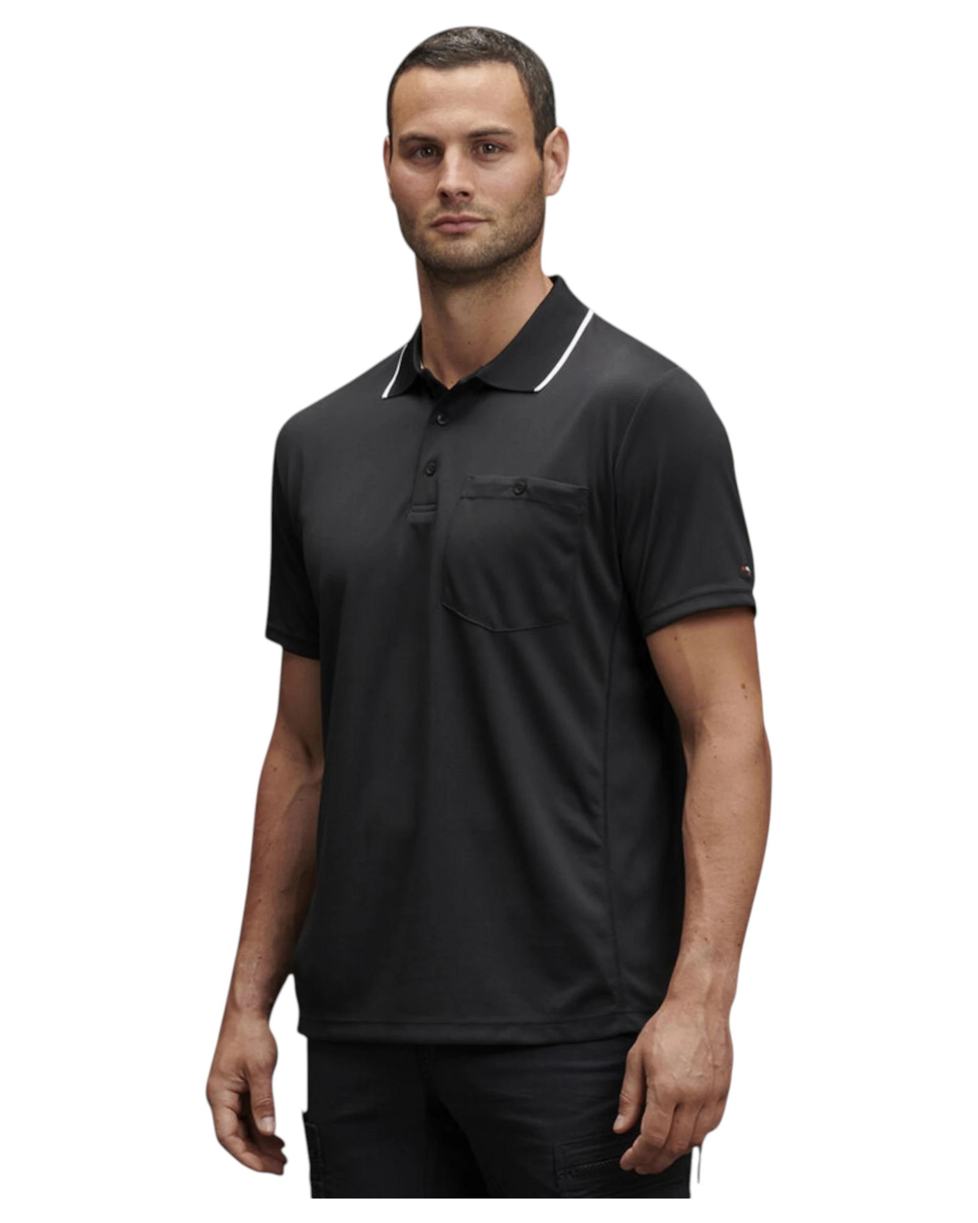 2 KingGee 4 Pack Mens Workcool Hyperfreeze Short Sleeve Polo Shirt BLACK, 2 of 5