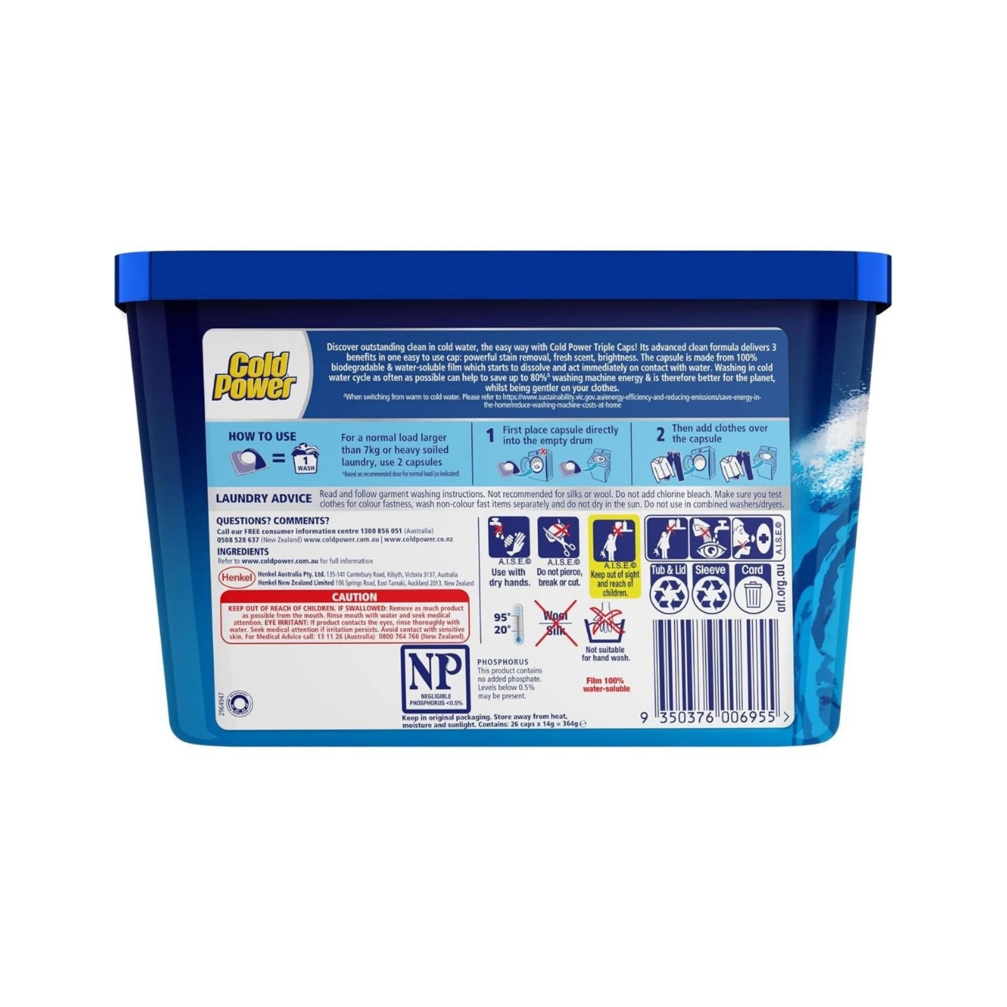 Cold Power Pk26 Laundry Capsules Cold Advanced X8 - Kmart