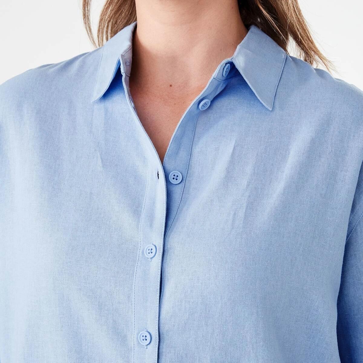 5 Long Sleeve Linen Blend Shirt BRUNI BLUE, 5 of 6