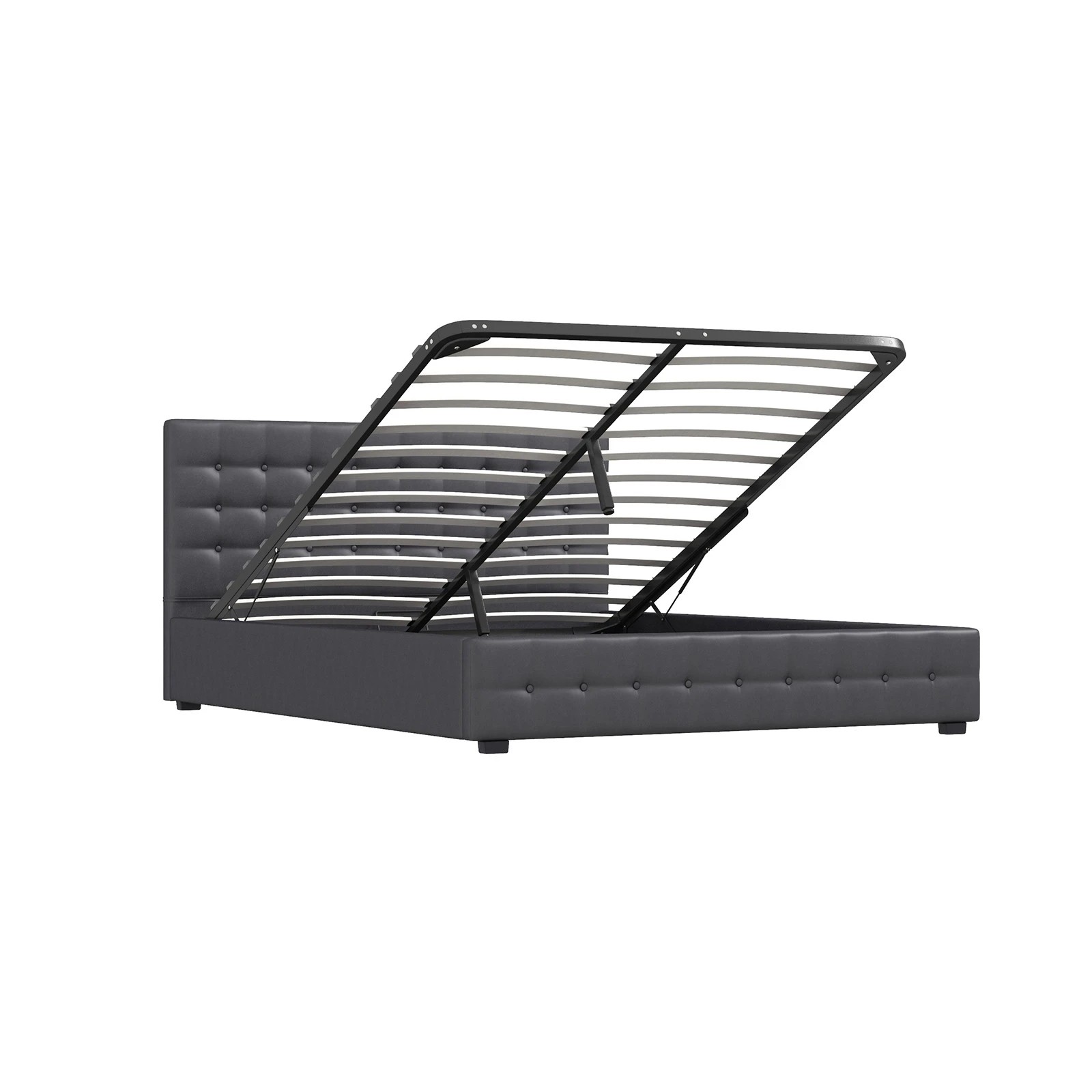 6 Milano Decor Eden Gas Lift Bed With Headboard Platform Storage Fabric - King Bed - Grey, 6 of 10