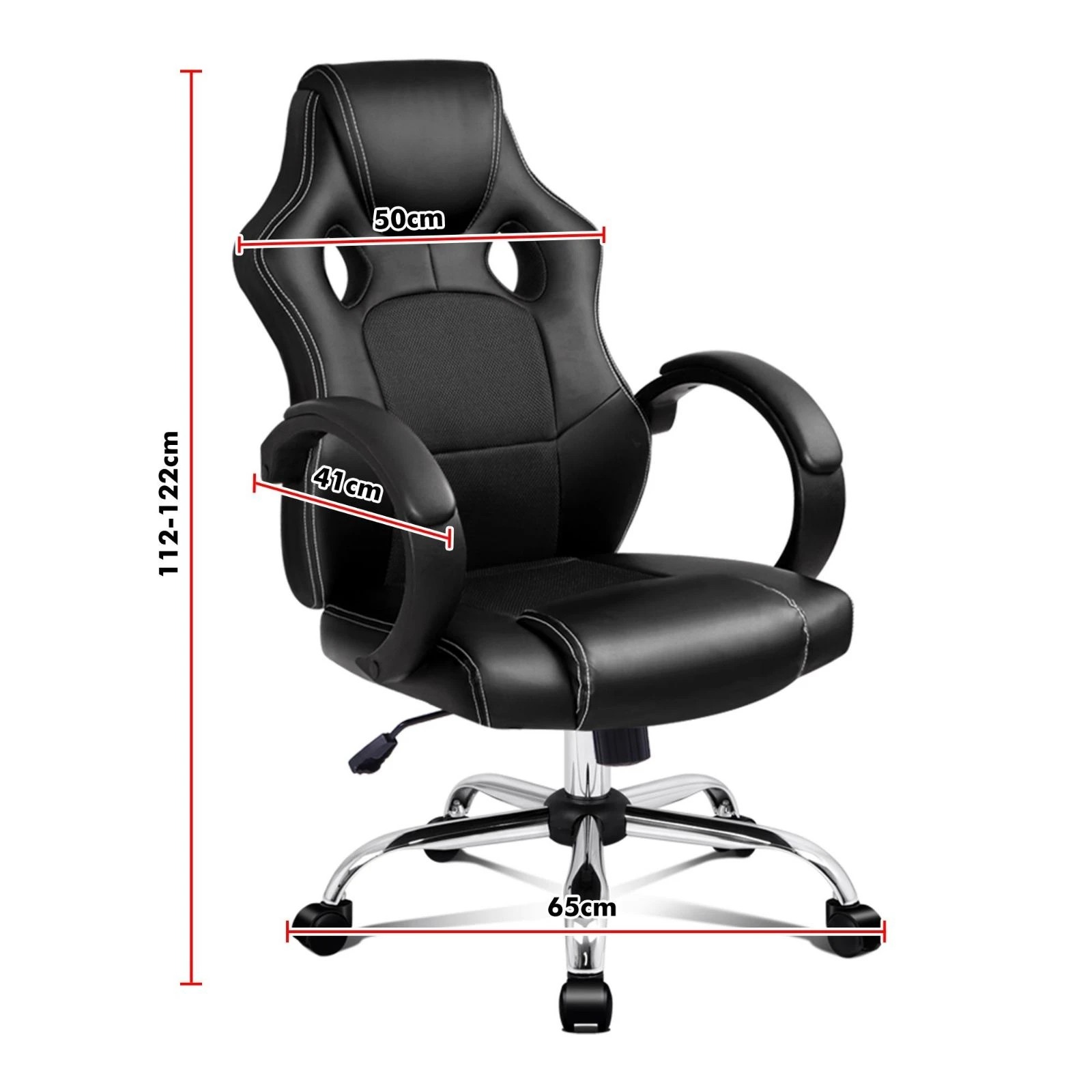 4 Alfordson Gaming Office Chair Racing Executive Computer PU Leather Mesh Seat - Black, 4 of 10