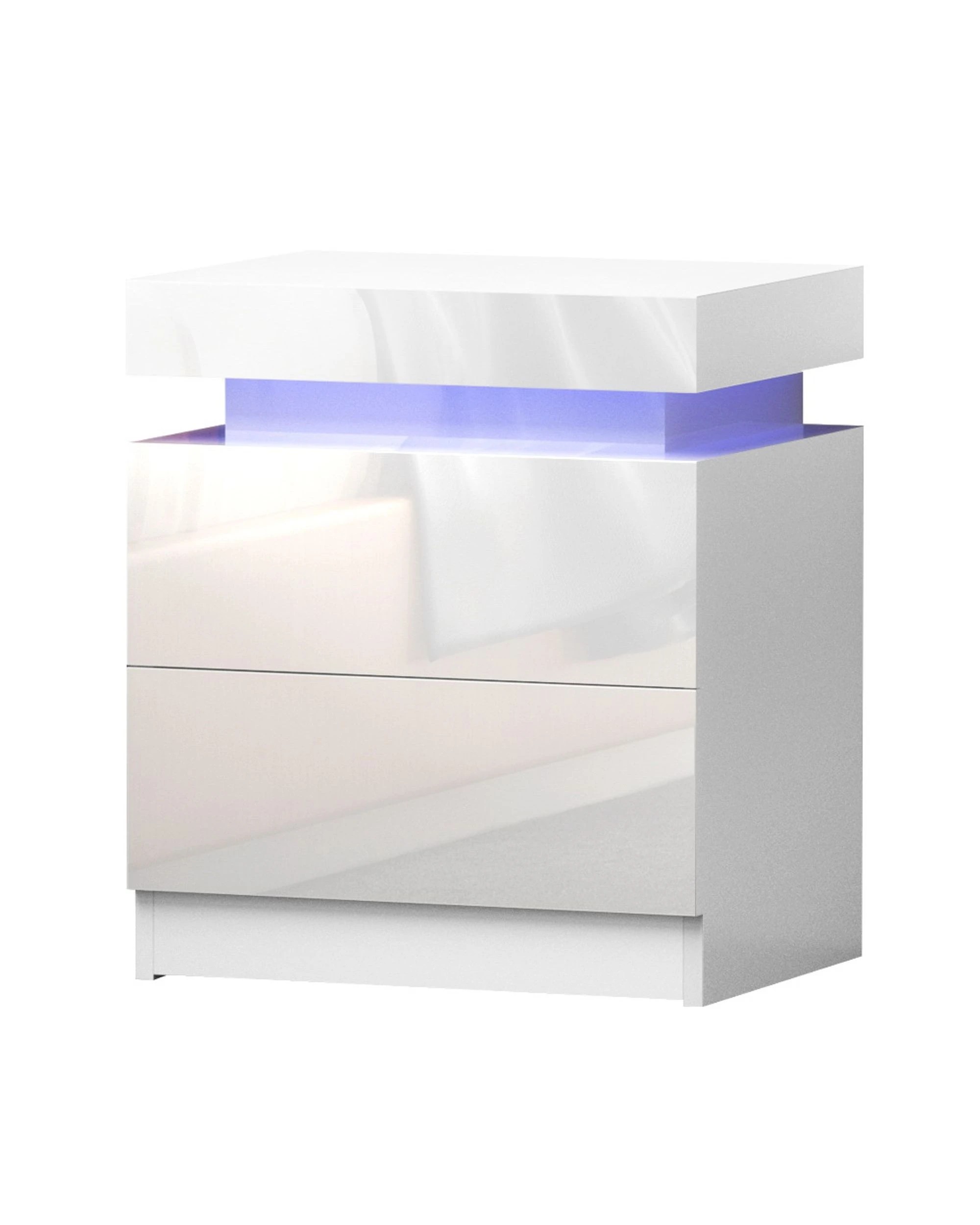 1 Artiss Bedside Table Led 2 Drawers Lift-up Storage
 - White, 1 of 3