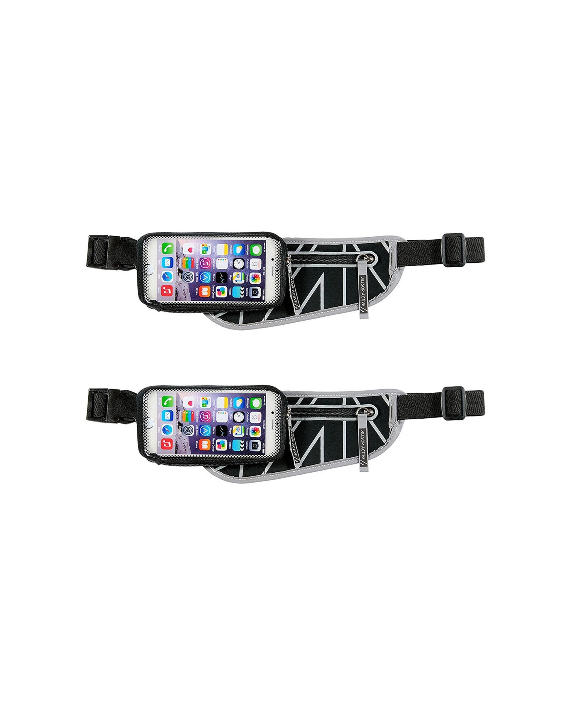 1 Allsop ClickGo Belt 2 Pack Running Gym Phone Pouch Weather Resistant - Grey, 1 of 4