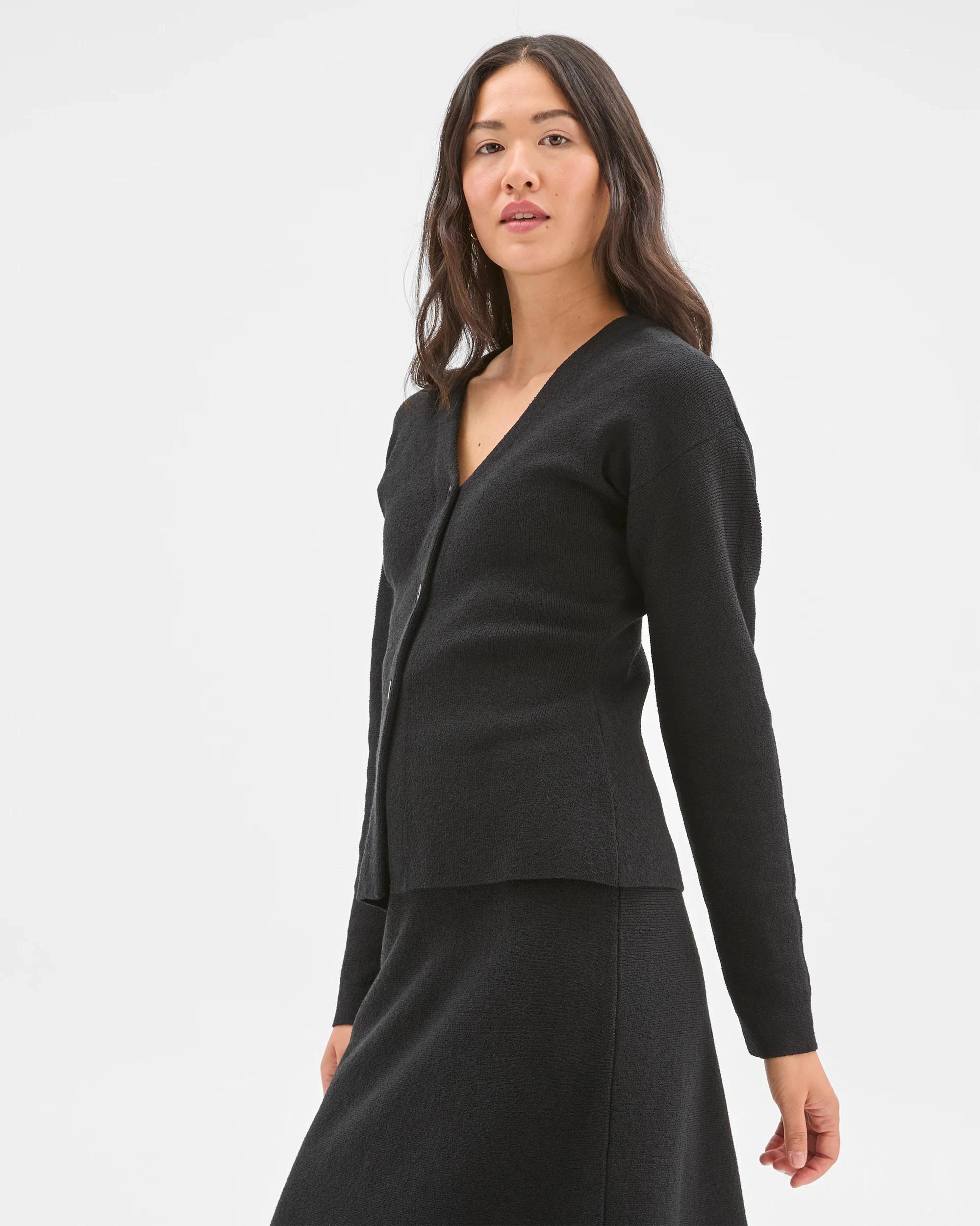 4 Preview Boucle Long Sleeve Cocoon  Cardigan BLACK, 4 of 7