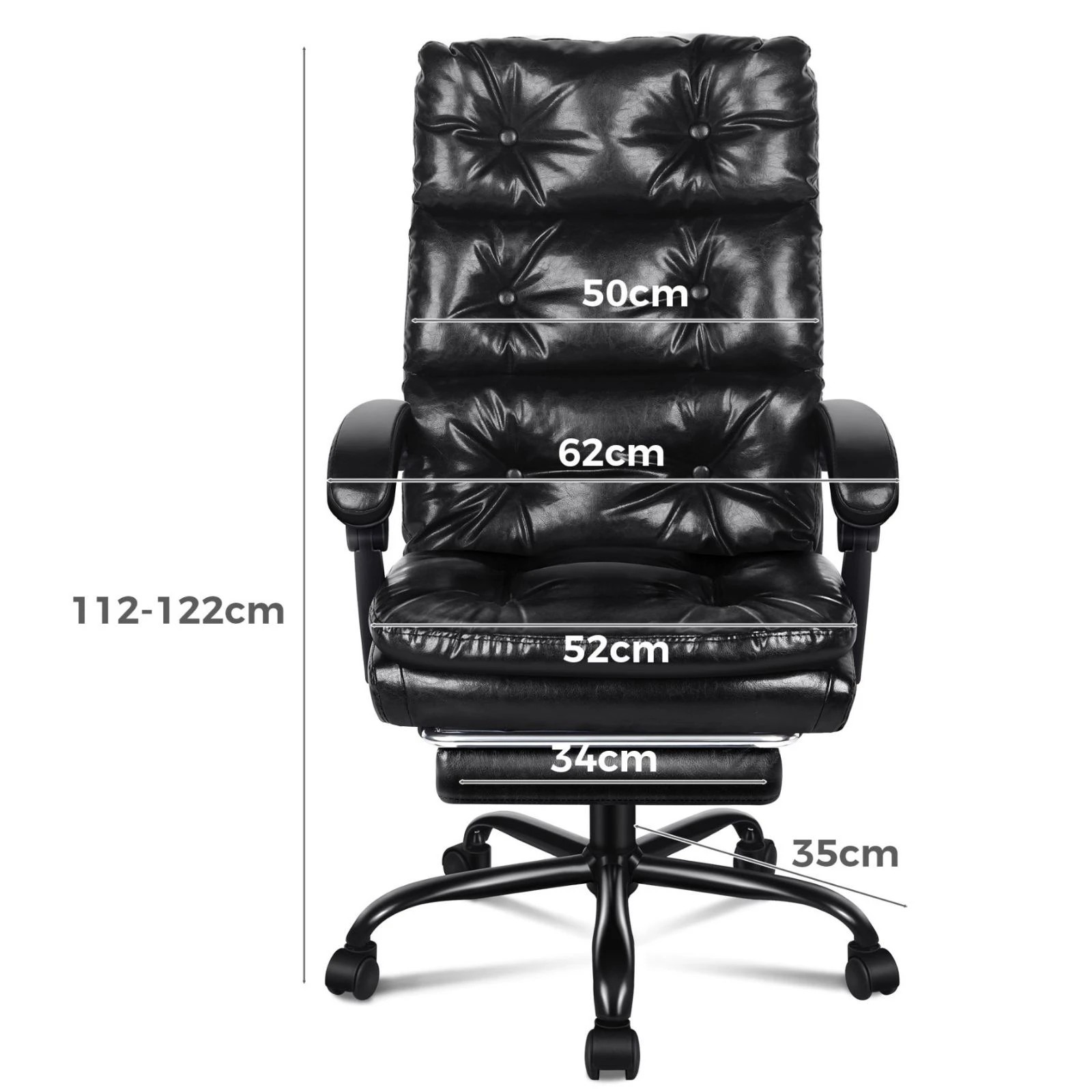 5 Alfordson Office Chair Executive Computer PU Leather Seat Work Recliner Gaming - Black, 5 of 10