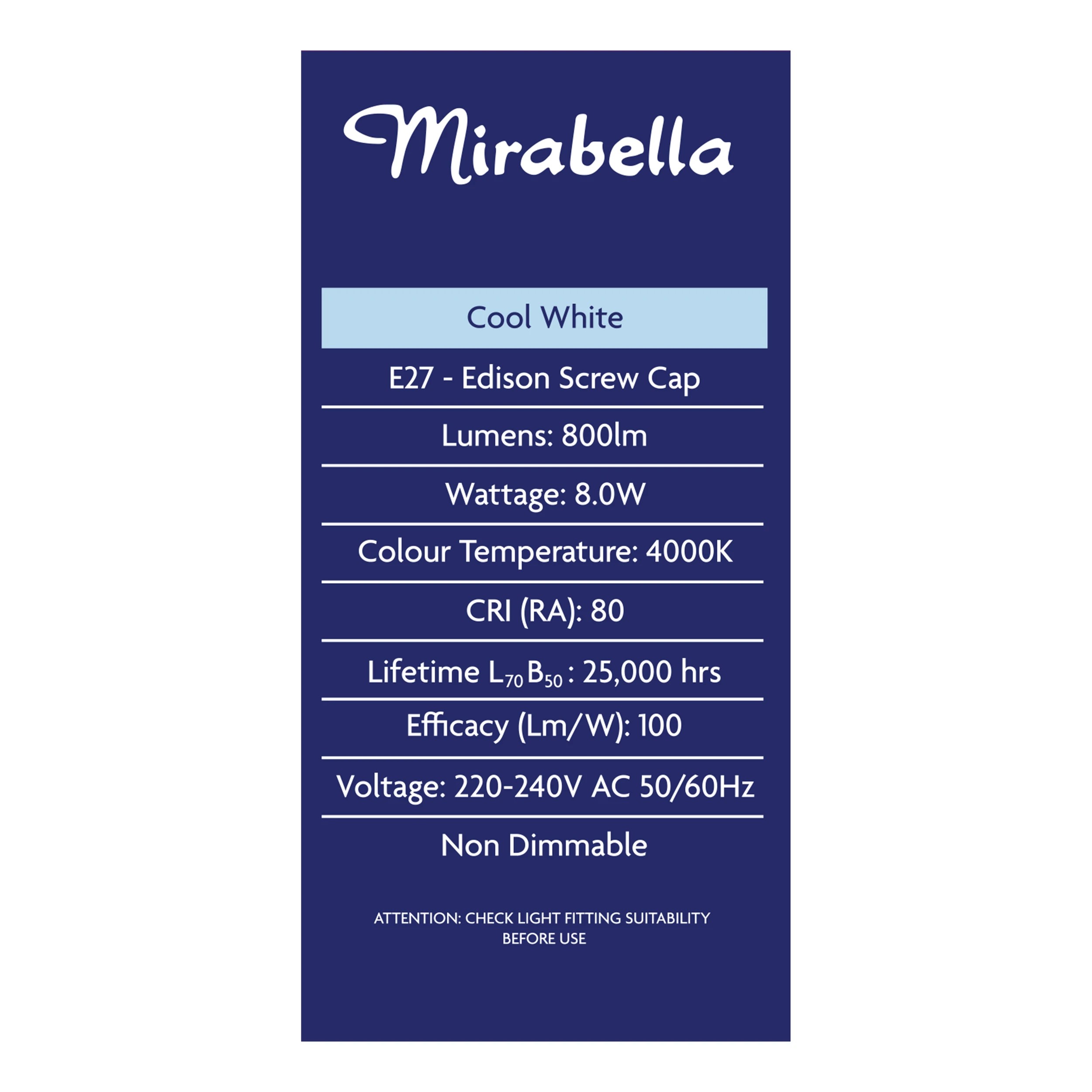 4 Mirabella 8W LED Cool White GLS Everyday Globe, 4 of 6