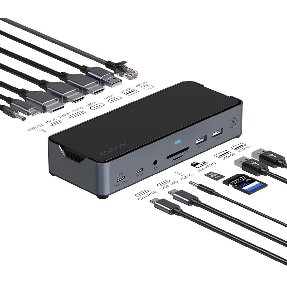 4 Comsol Triple Monitor USB-C Docking Station, 4 of 7