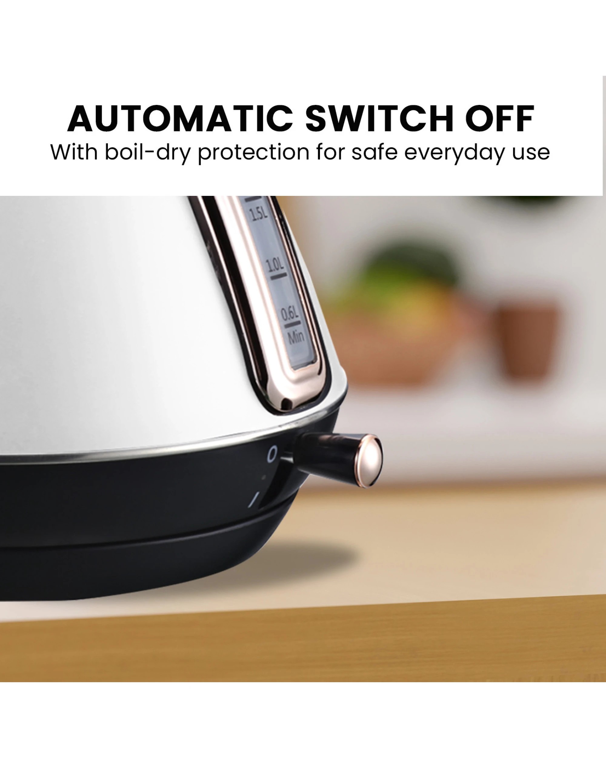 5 Pronti 1.7l Rose Trim Collection Kettle - White, 5 of 10