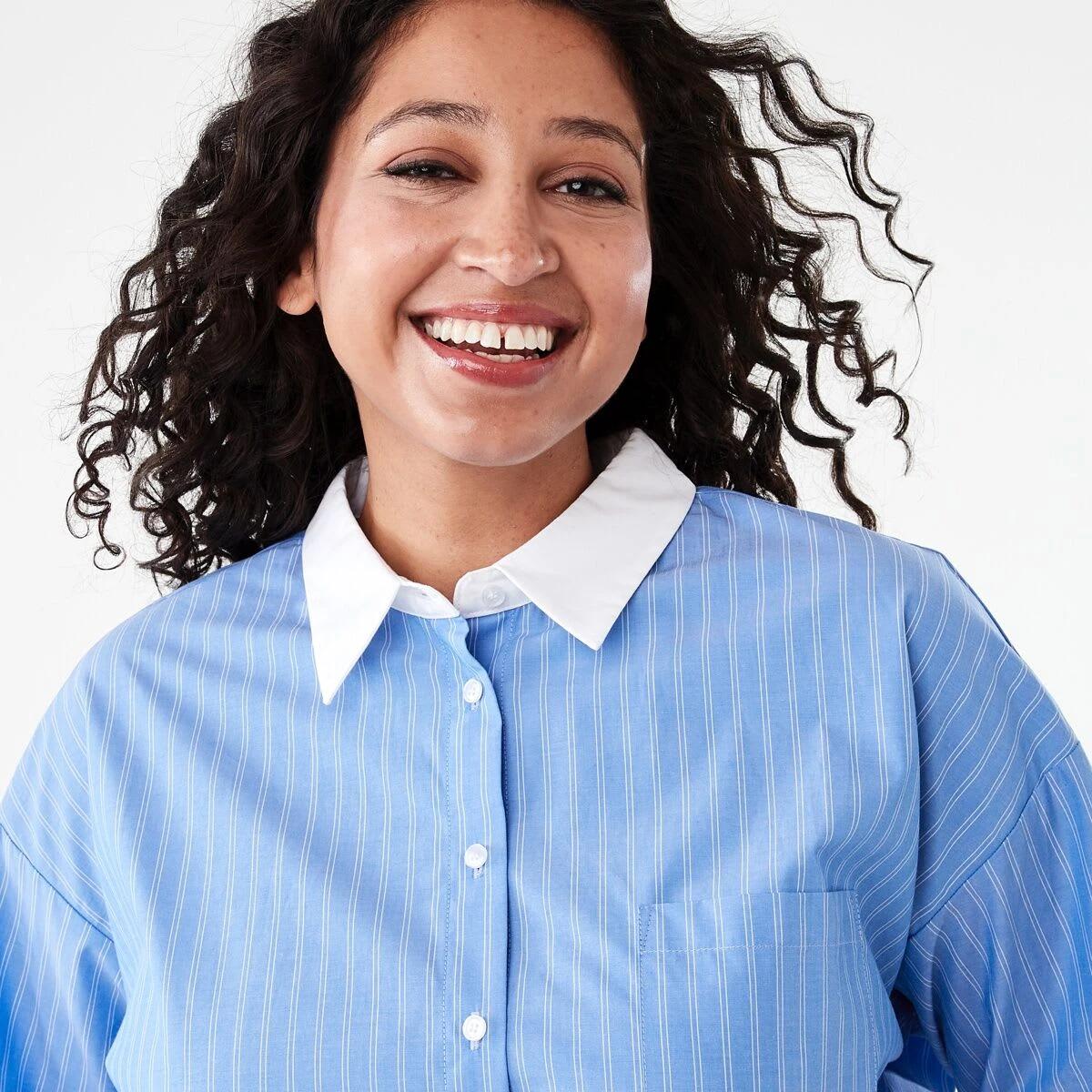 4 Long Sleeve Contrast Cuff Shirt Blu Str, 4 of 7