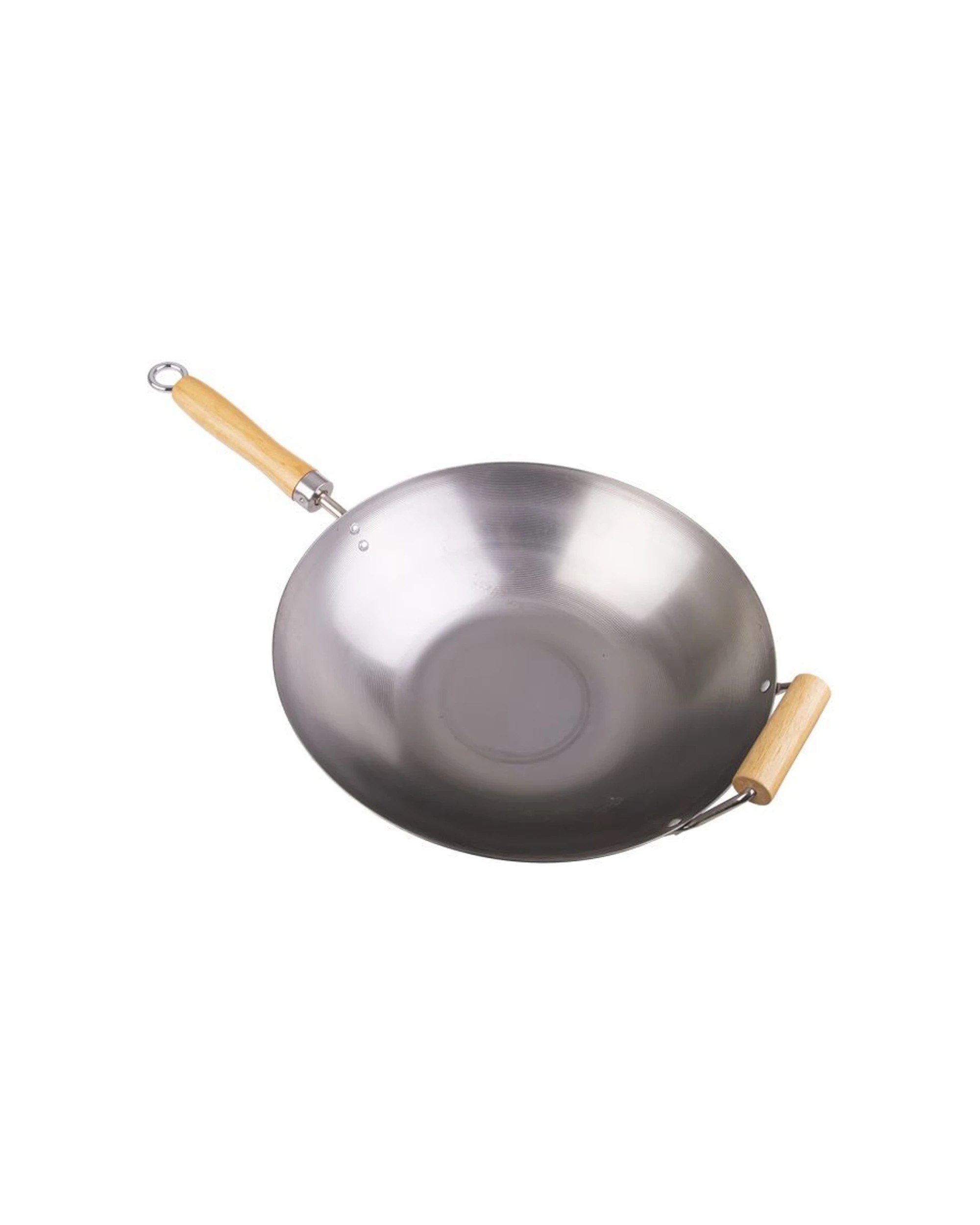 1 D.Line Carton Steel 36cm Carbon Steel Wok with Wooden Handle Suitable All - Silver, 1 of 1