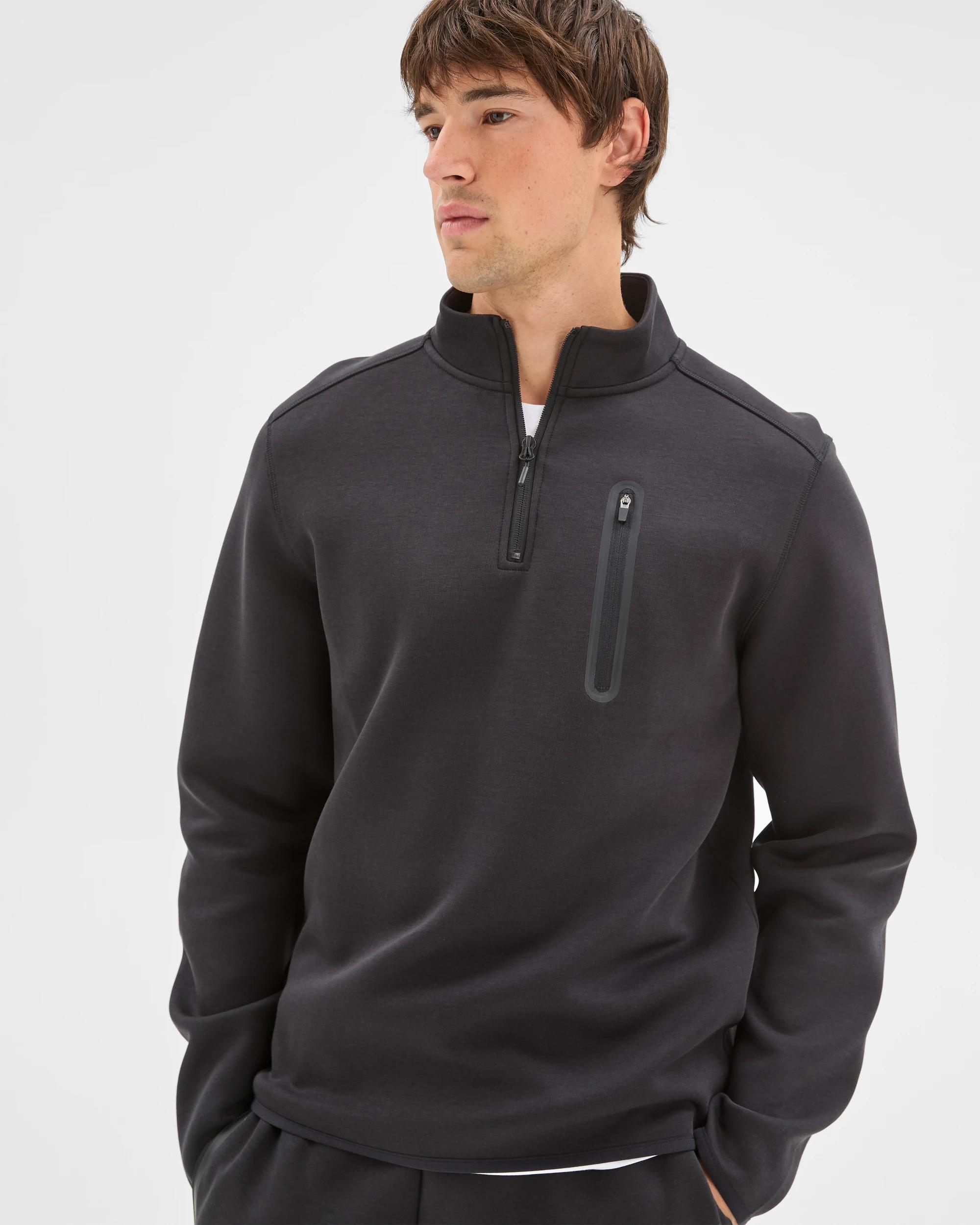 3 Target Active Active Australian Cotton Blend Tech Quarter Zip Jumper BLACK, 3 of 6