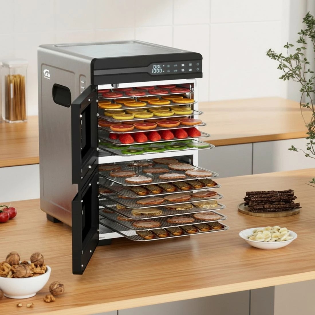 4 Devanti 12 Trays Food Dehydrator Dual-Zone Stainless Steel Fruit Jerky Dryer - Silver, 4 of 4